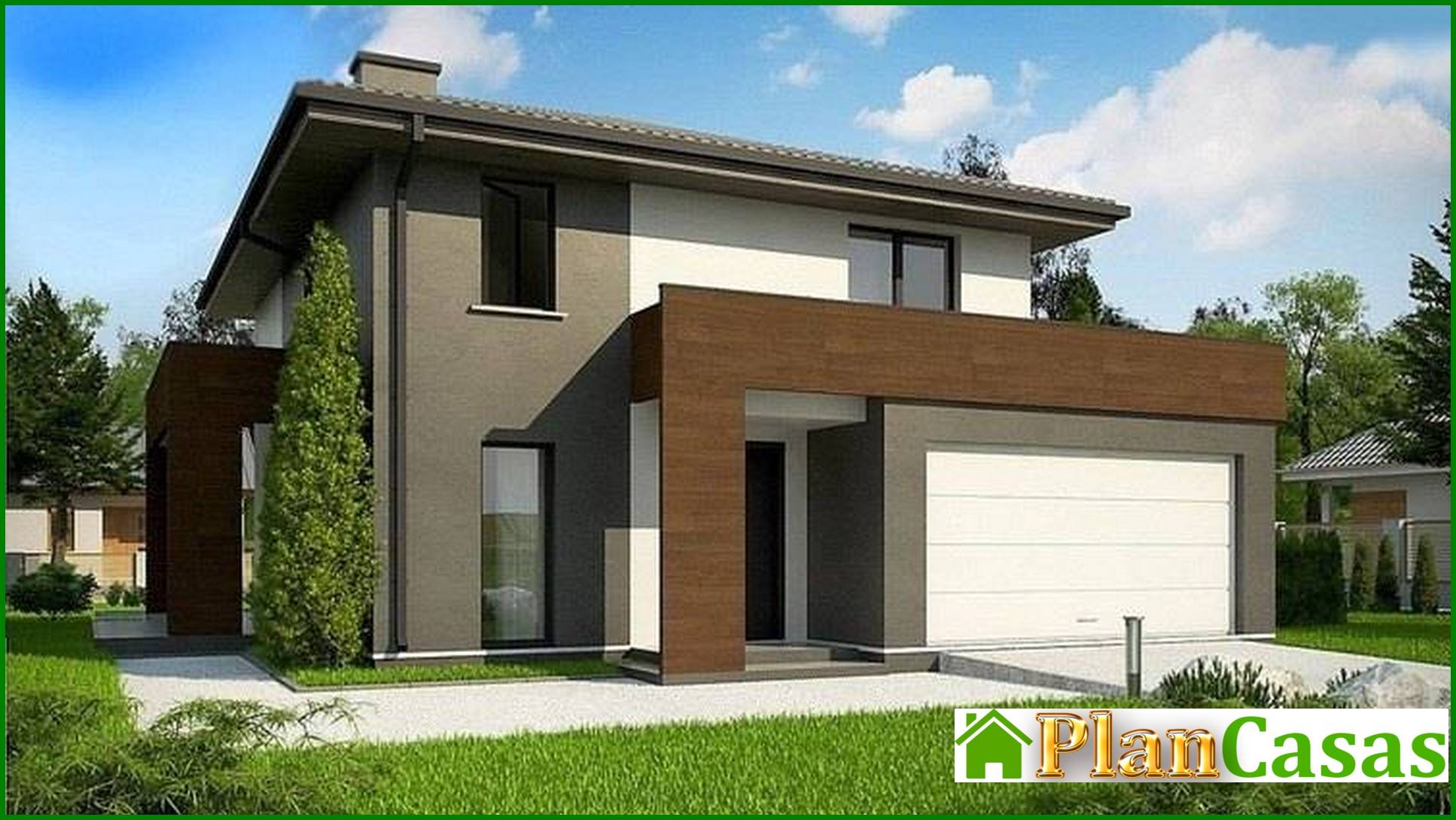 Galería de visualizaciones - Casa de campo de dos plantas con grandes ventanales panorámicos y amplia terraza