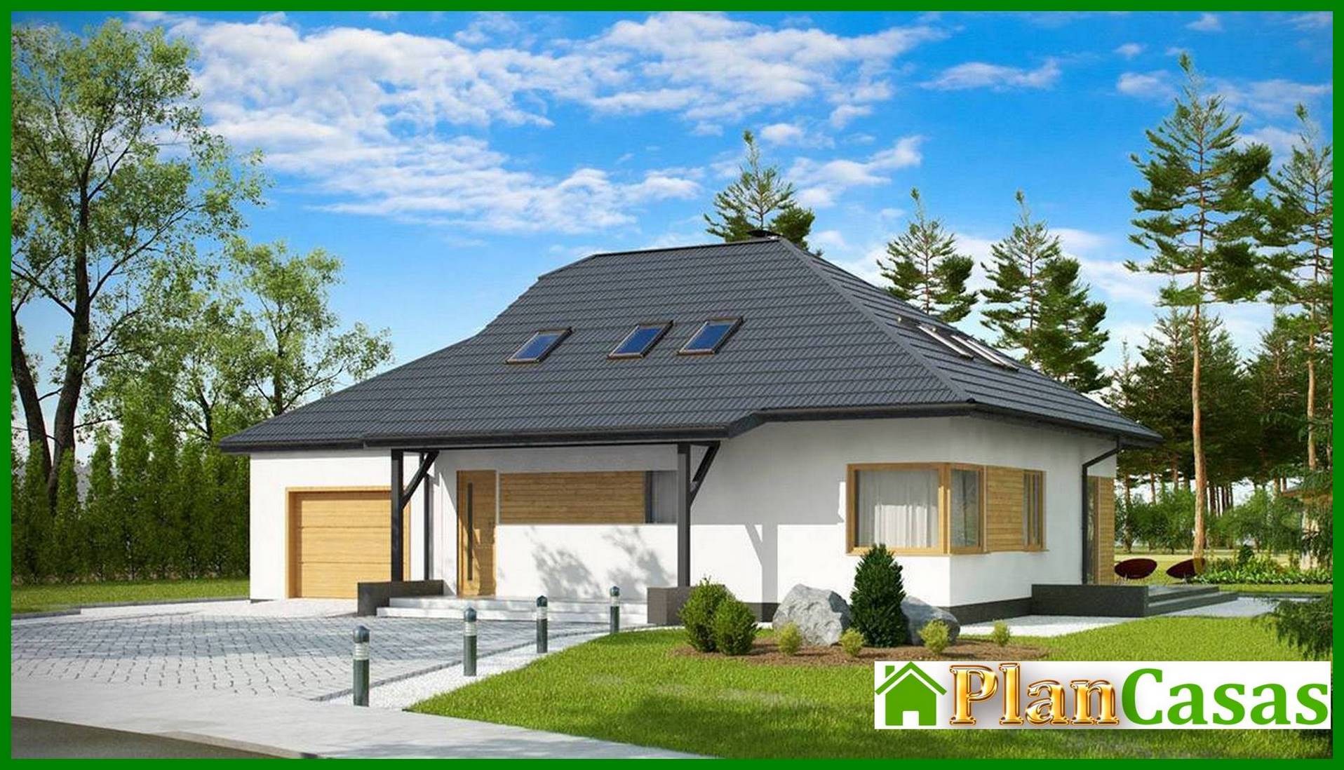 Galería de visualizaciones - Proyecto de casa con ático y garaje