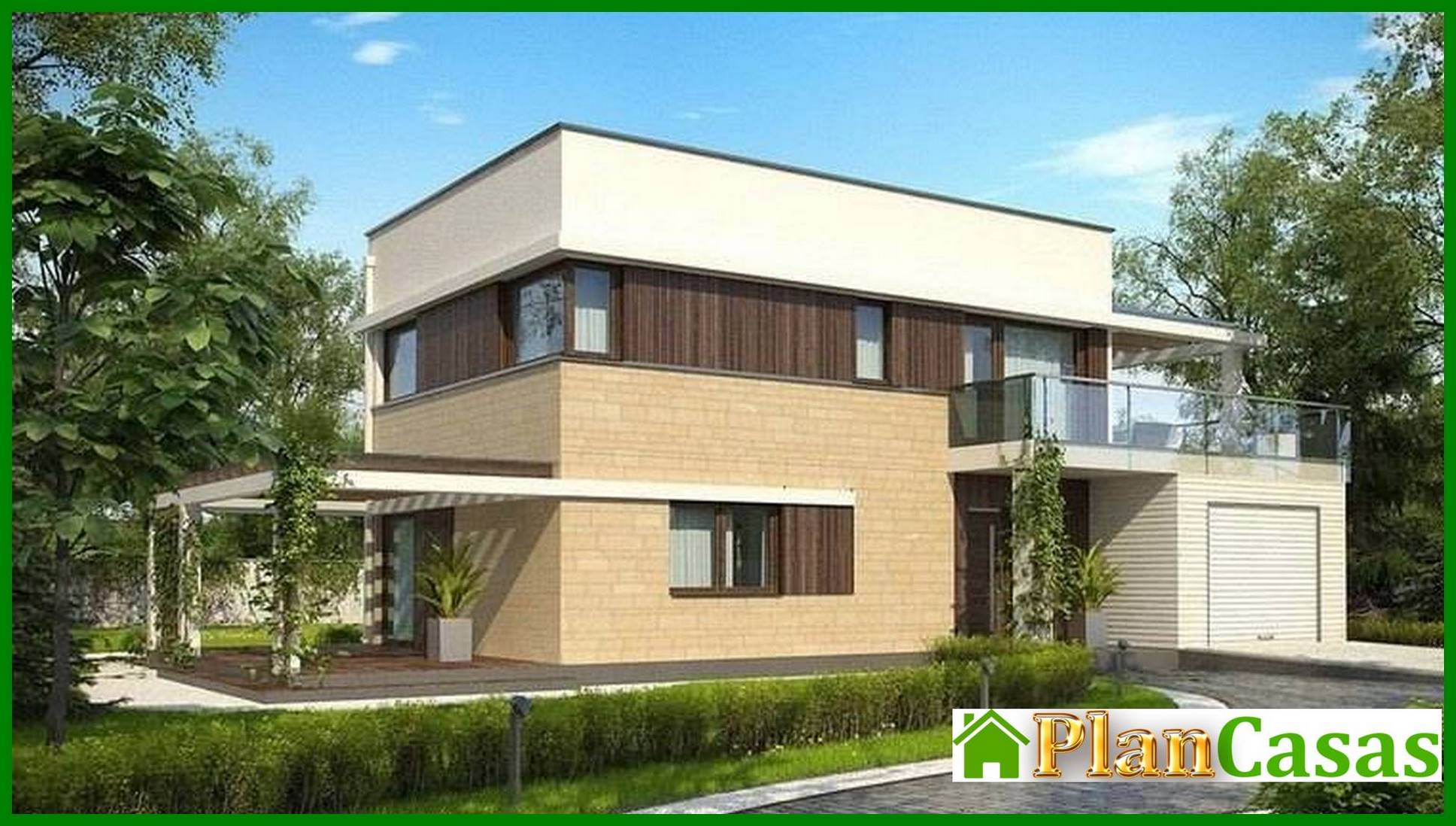 Proyecto de casa moderna de dos plantas con terraza de verano