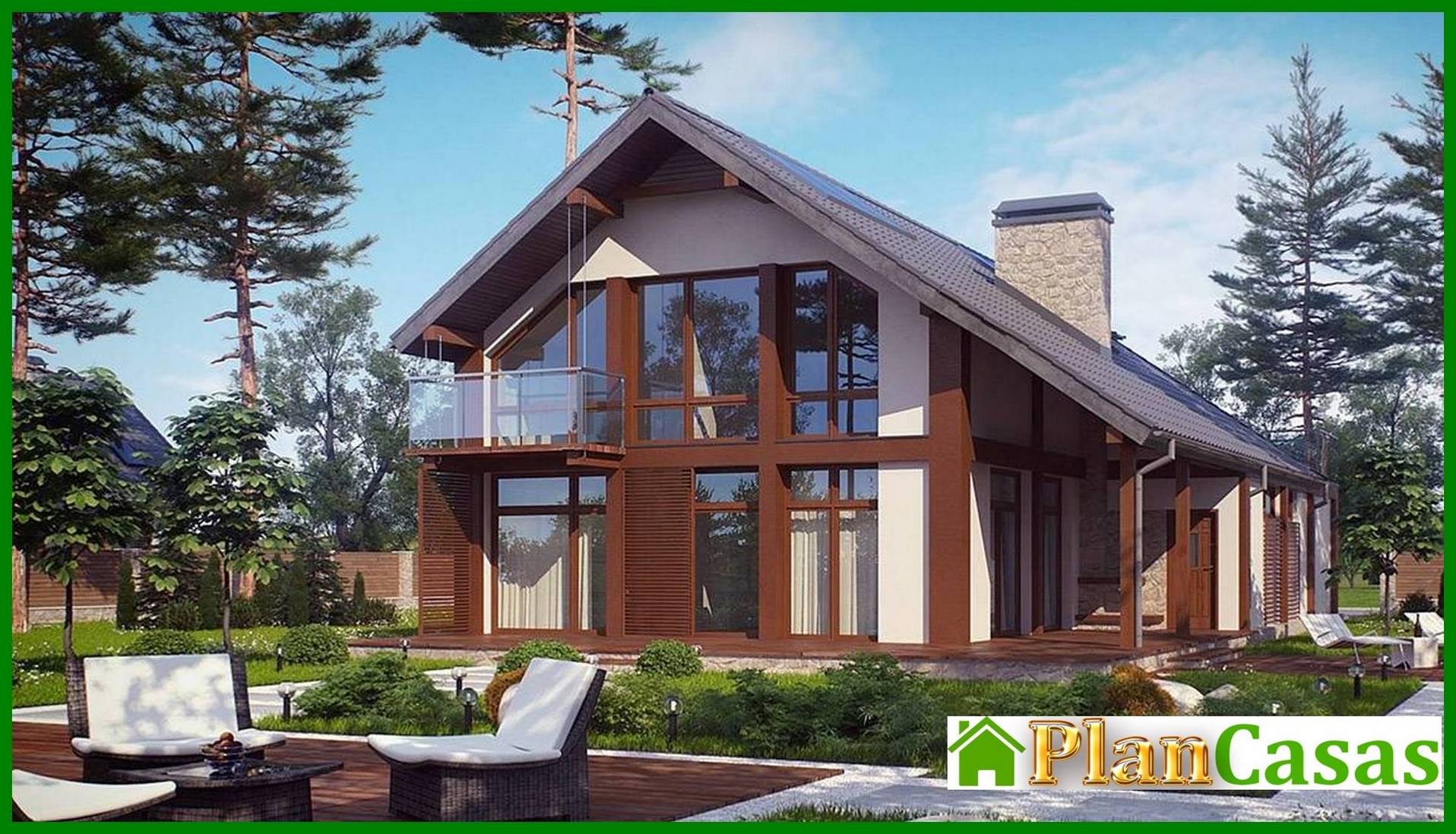 The project of a spacious cottage with a terrace above the garage