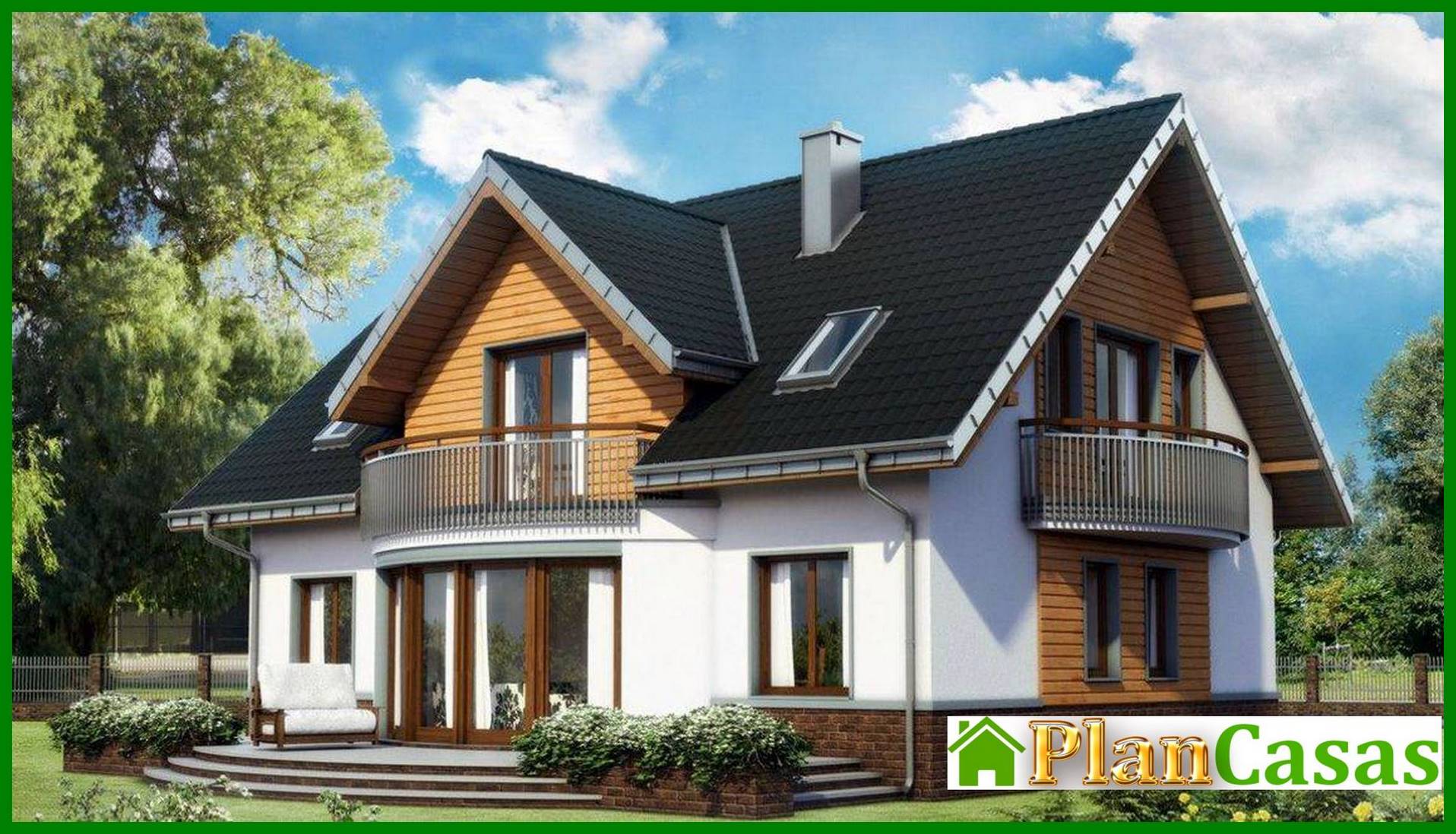 Galería de visualizaciones - Proyecto arquitectónico de una hermosa casa de campo con miradores semicirculares