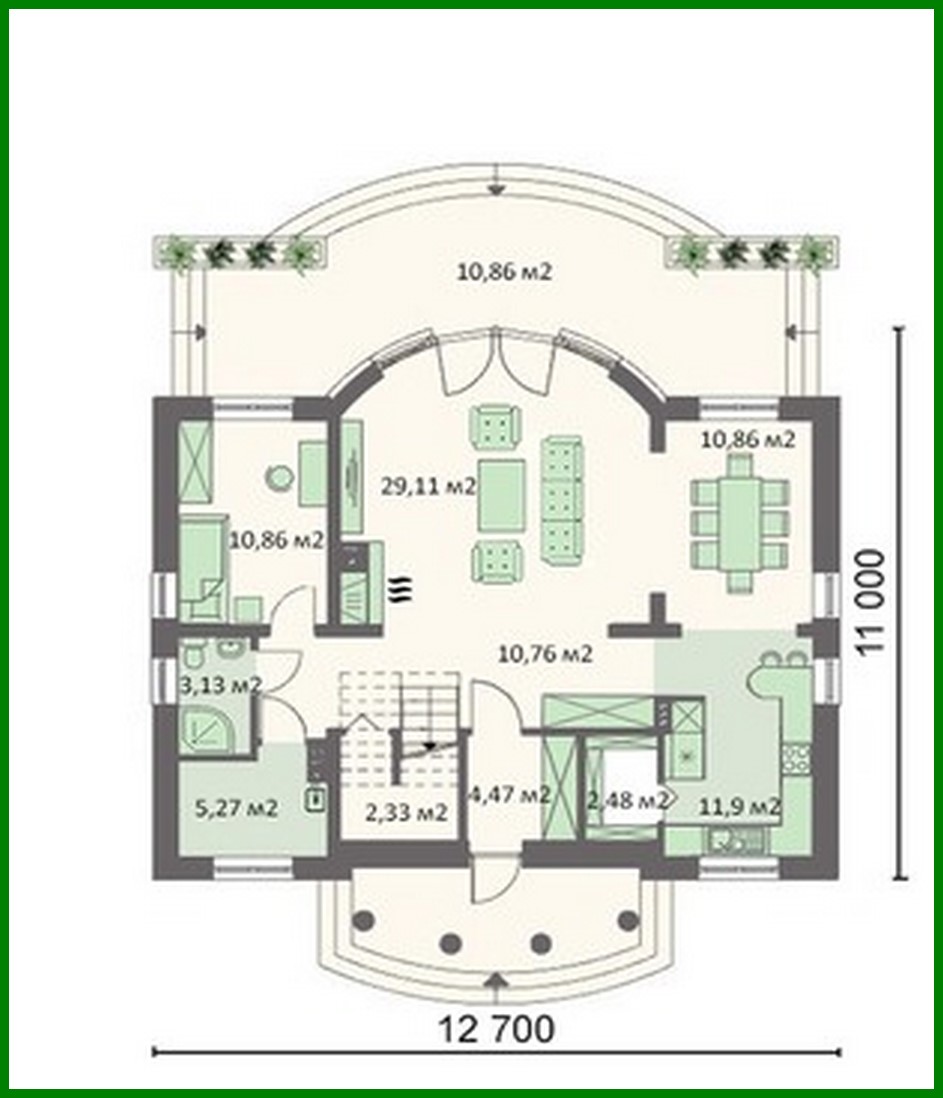 Galería de visualizaciones - Proyecto arquitectónico de una hermosa casa de campo con miradores semicirculares