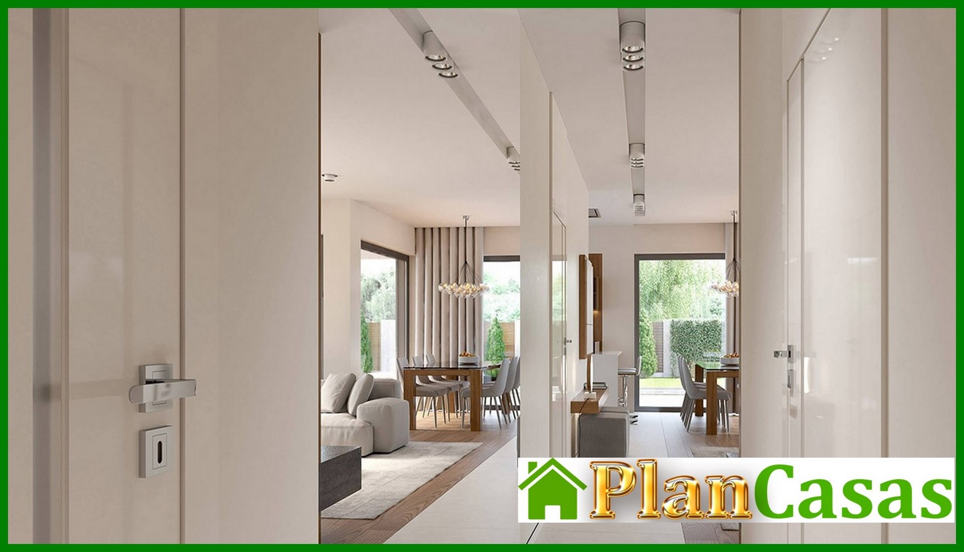 Galería de visualizaciones - Mansión moderna de una planta con garaje para dos coches