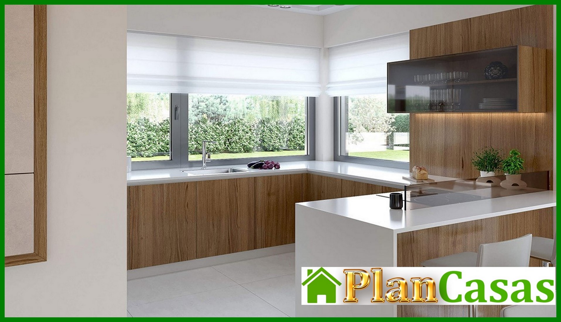 Galería de visualizaciones - Mansión moderna de una planta con garaje para dos coches