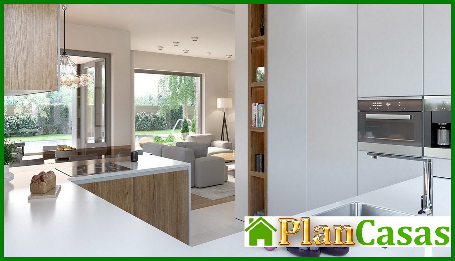 Galería de visualizaciones - Mansión moderna de una planta con garaje para dos coches