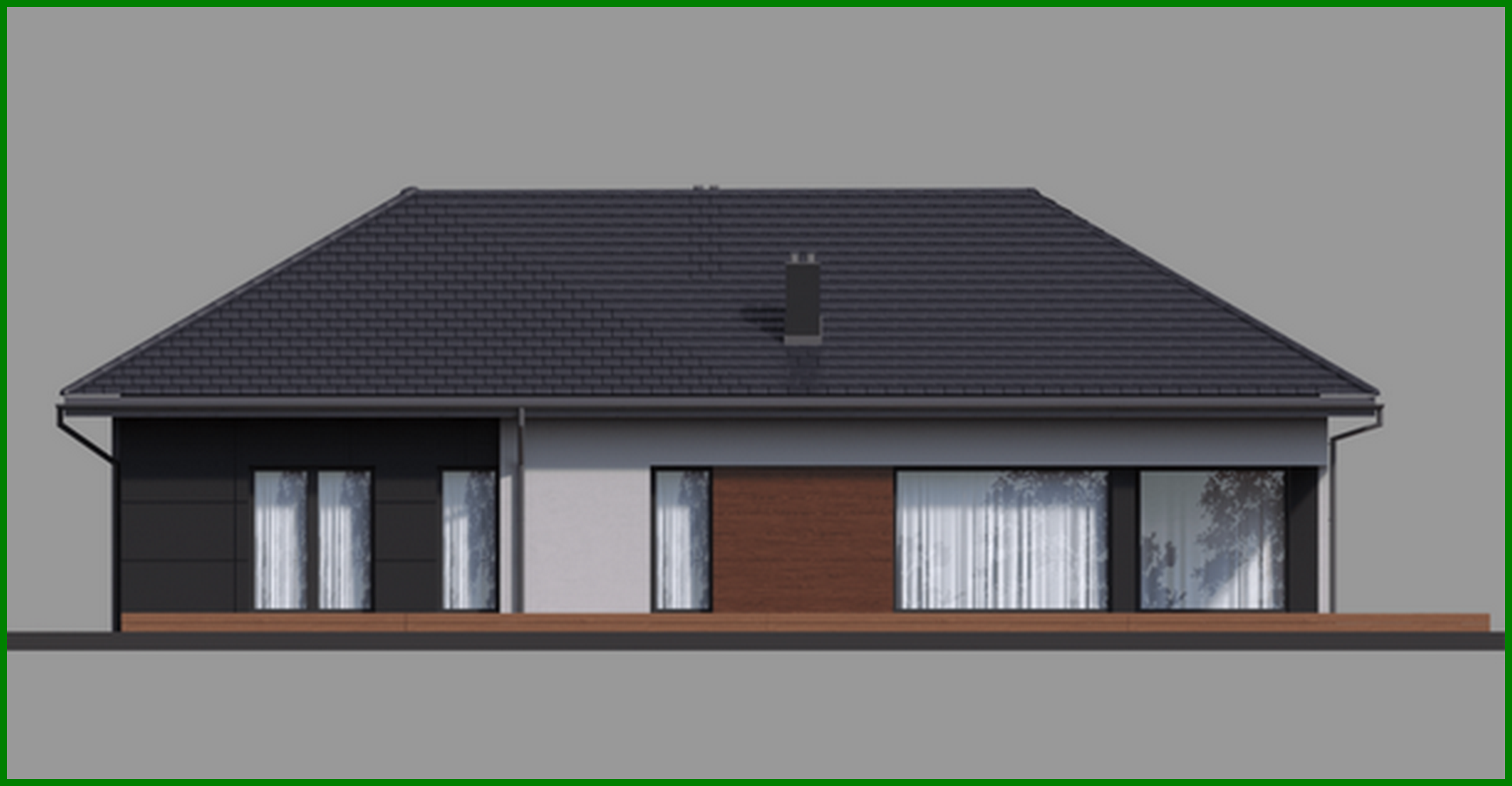 Galería de visualizaciones - Mansión moderna de una planta con garaje para dos coches