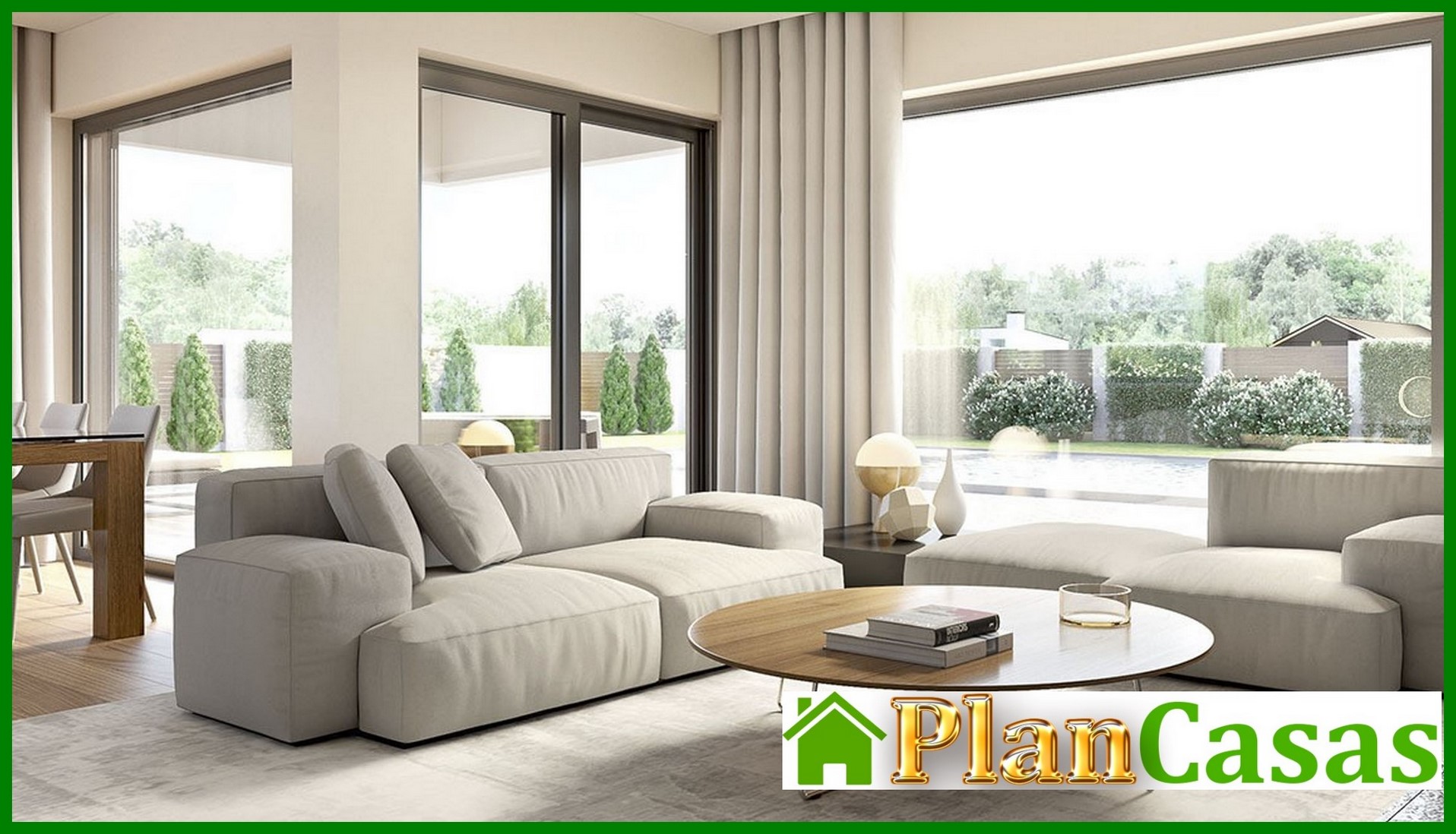 Galería de visualizaciones - Mansión moderna de una planta con garaje para dos coches