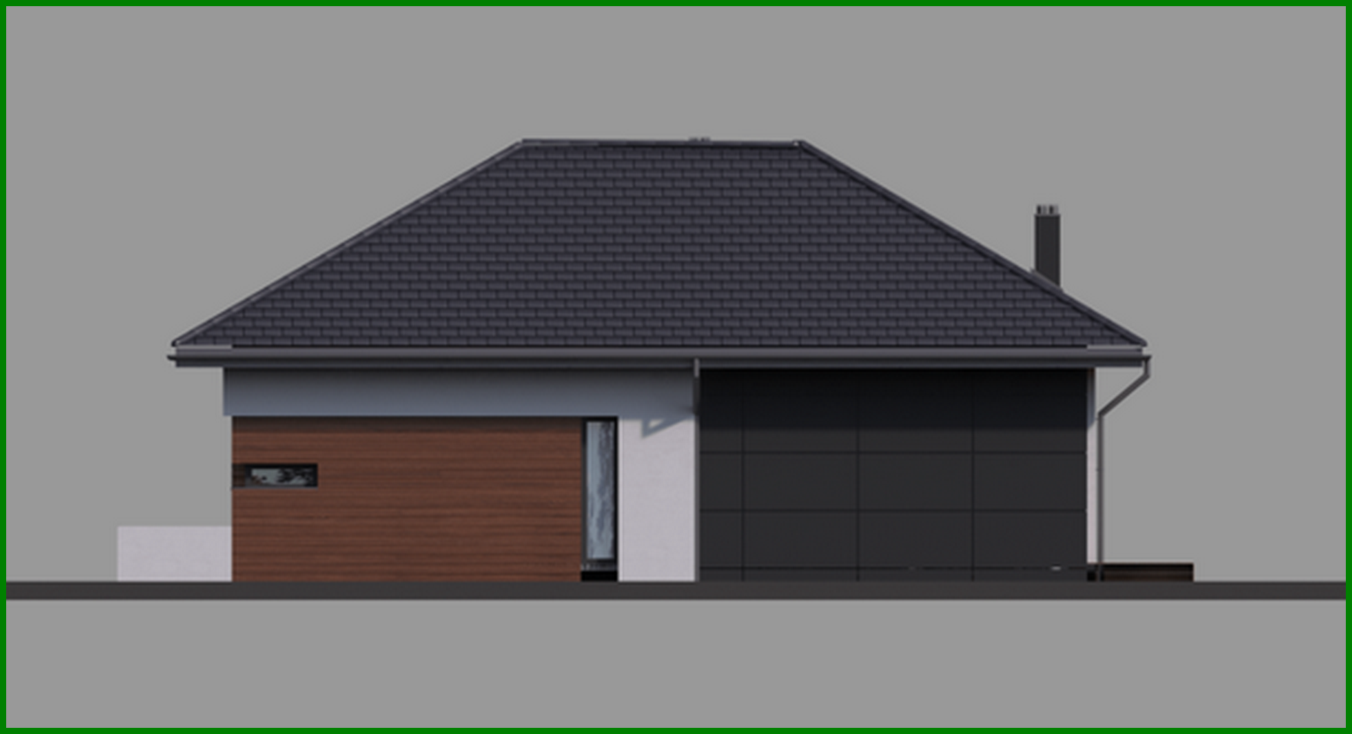 Galería de visualizaciones - Mansión moderna de una planta con garaje para dos coches