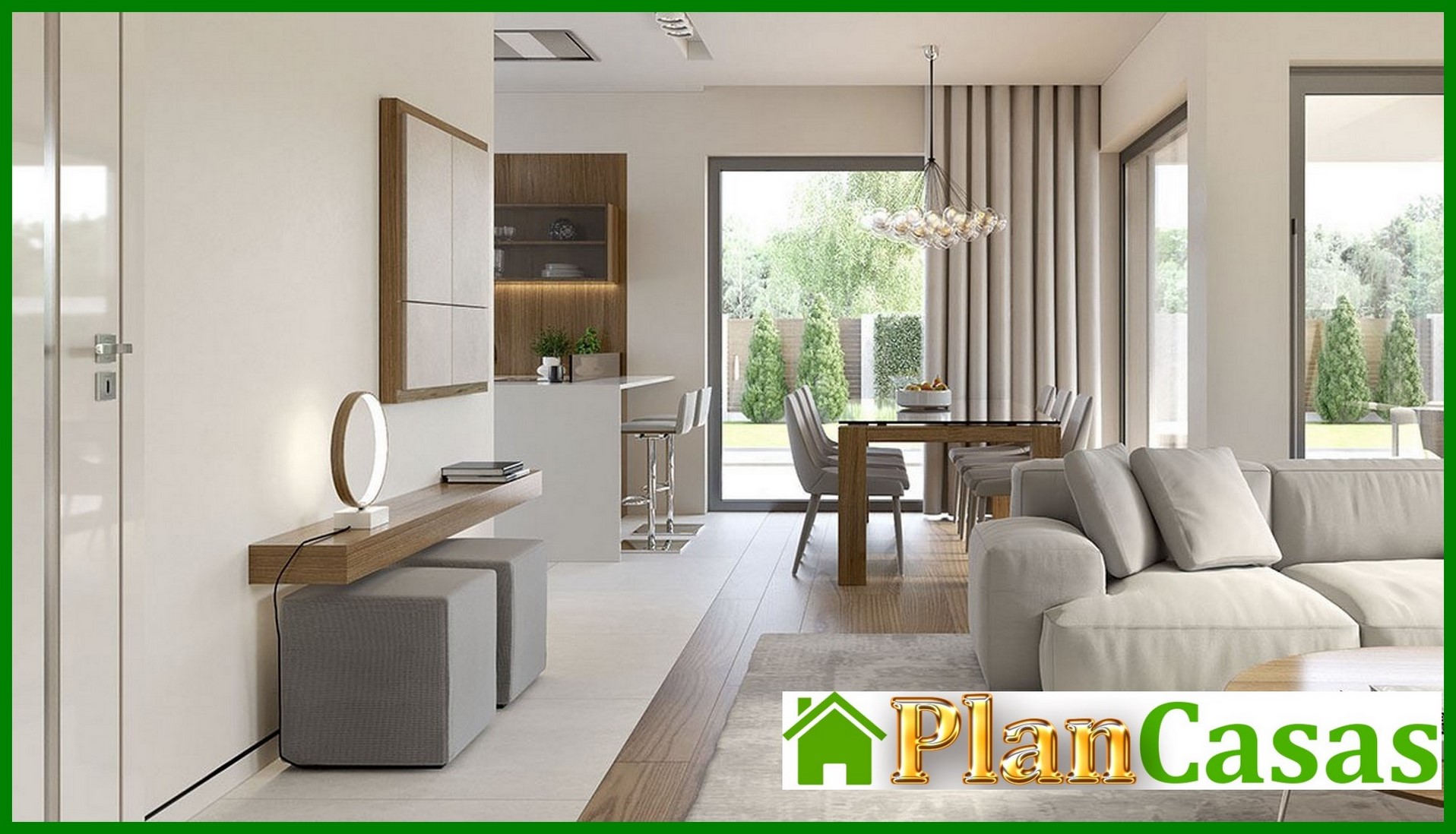 Galería de visualizaciones - Mansión moderna de una planta con garaje para dos coches