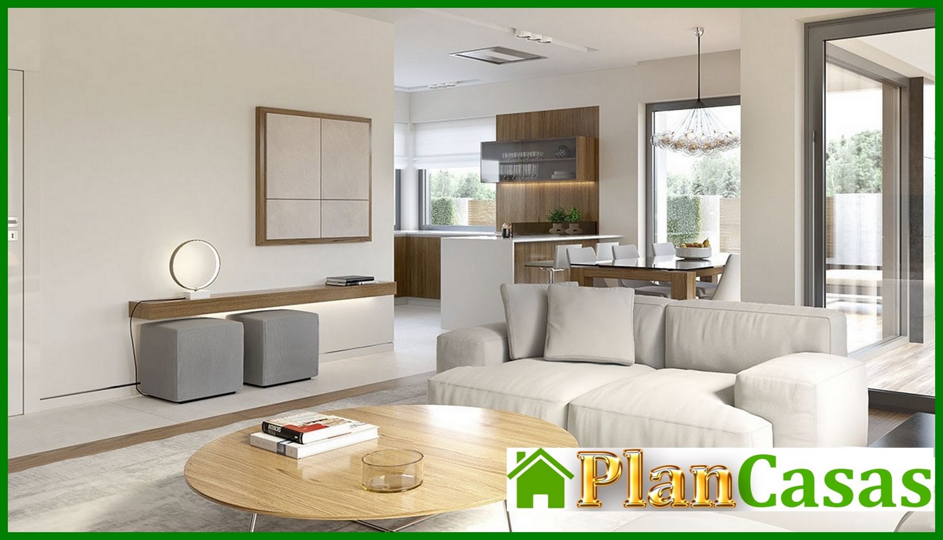 Galería de visualizaciones - Mansión moderna de una planta con garaje para dos coches