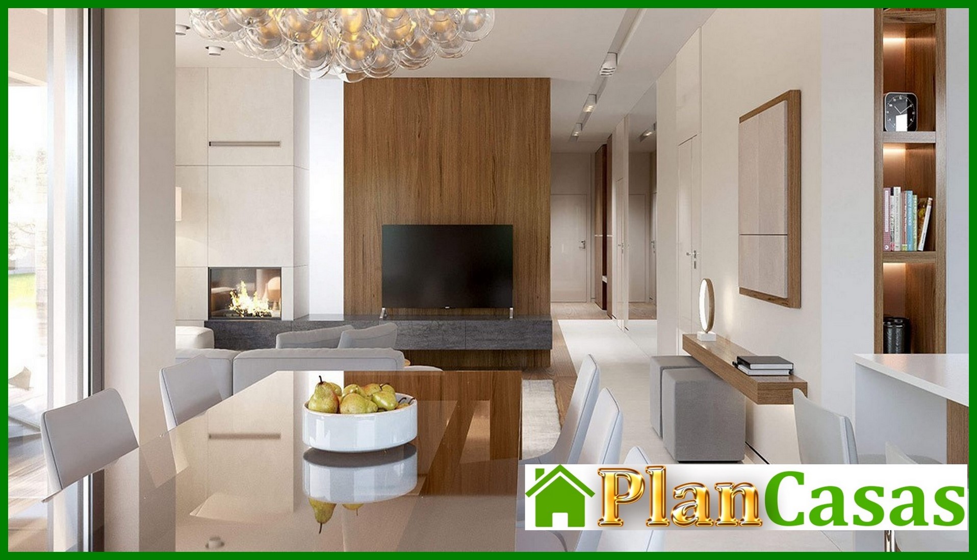 Galería de visualizaciones - Mansión moderna de una planta con garaje para dos coches