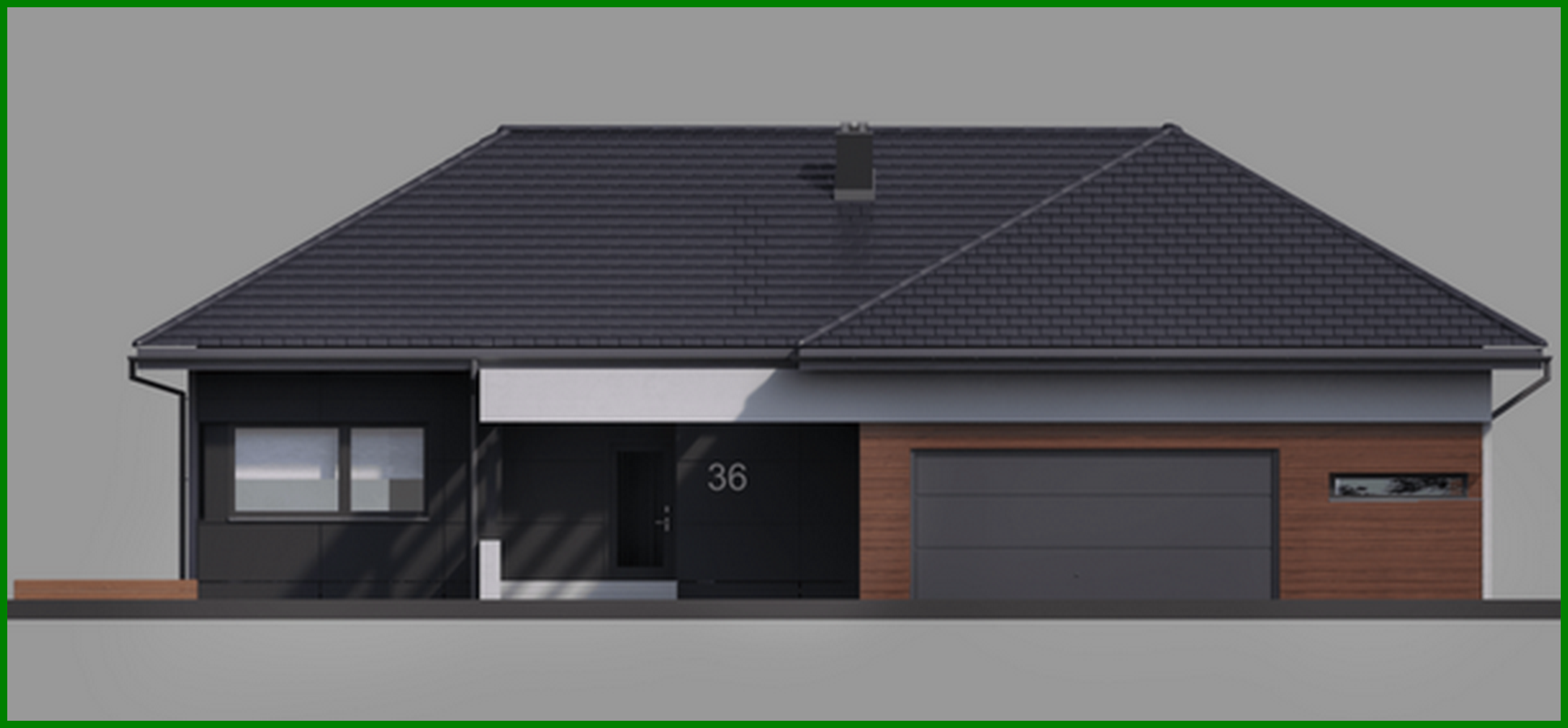 Galería de visualizaciones - Mansión moderna de una planta con garaje para dos coches