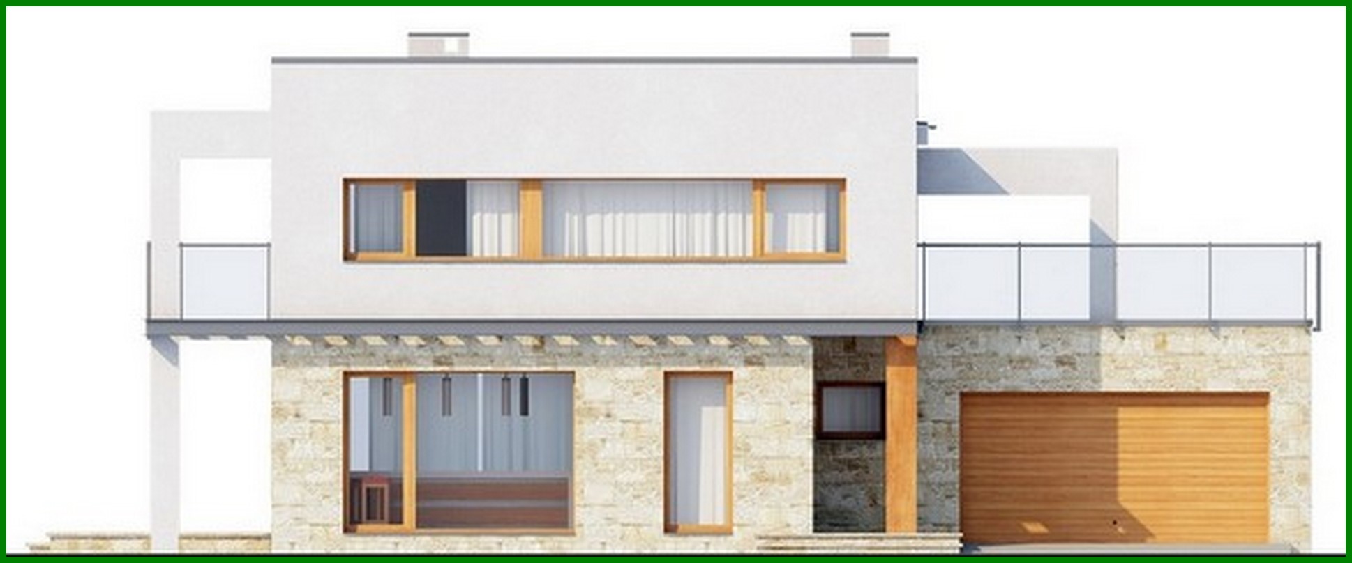 Visualization gallery - Project of a two-storey modern cottage with a terrace and a garage