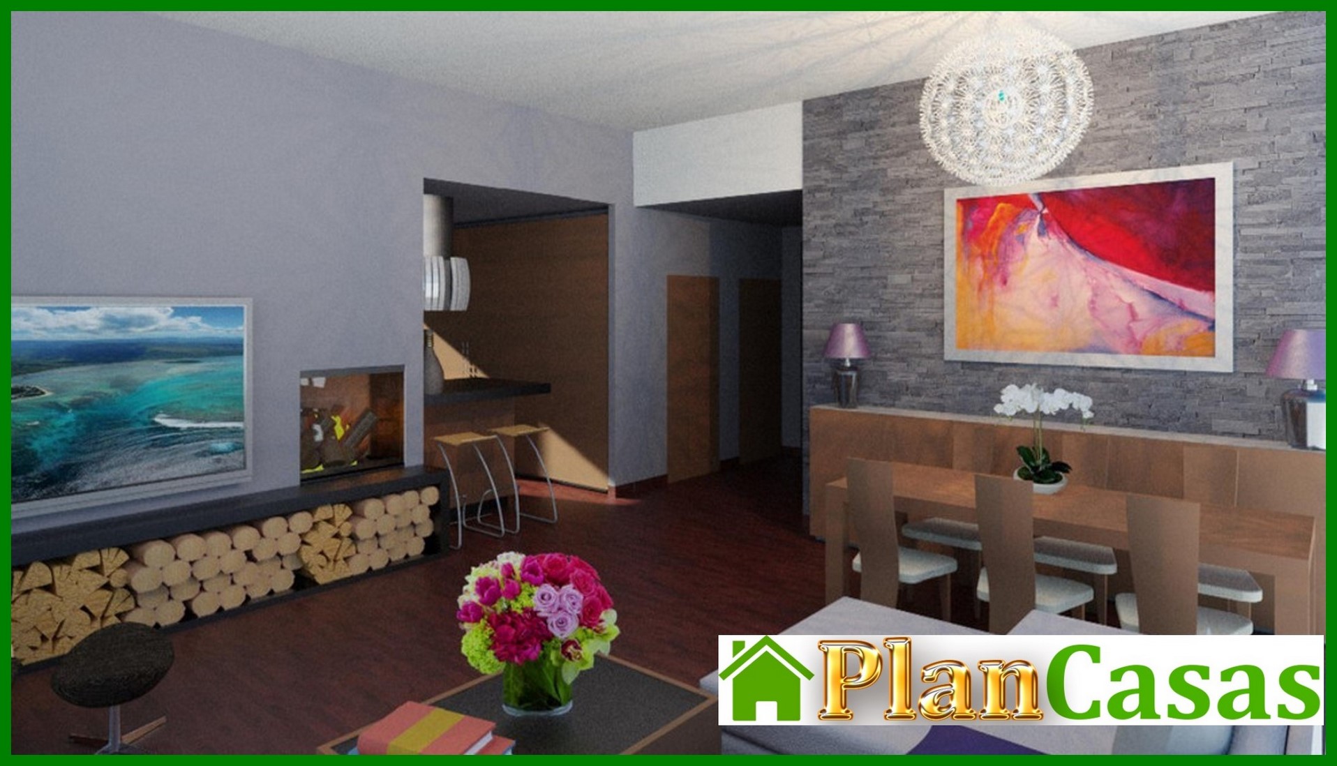 Galería de visualizaciones - Edificio de apartamentos de una planta con un amplio salón