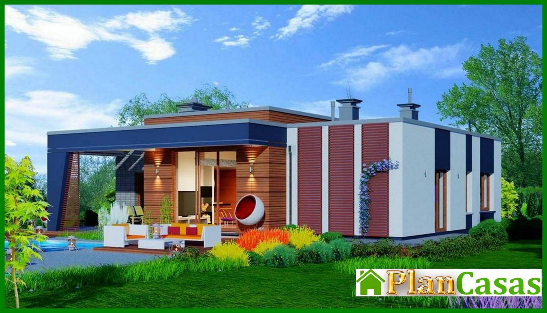 Galería de visualizaciones - Edificio de apartamentos de una planta con un amplio salón