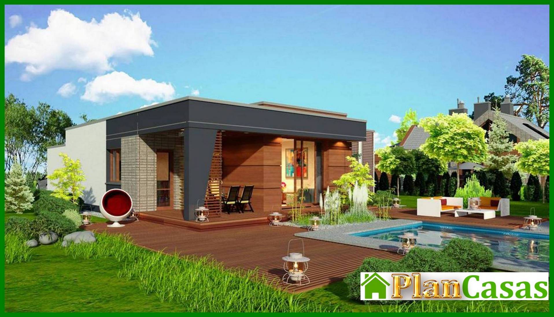 Galería de visualizaciones - Edificio de apartamentos de una planta con un amplio salón