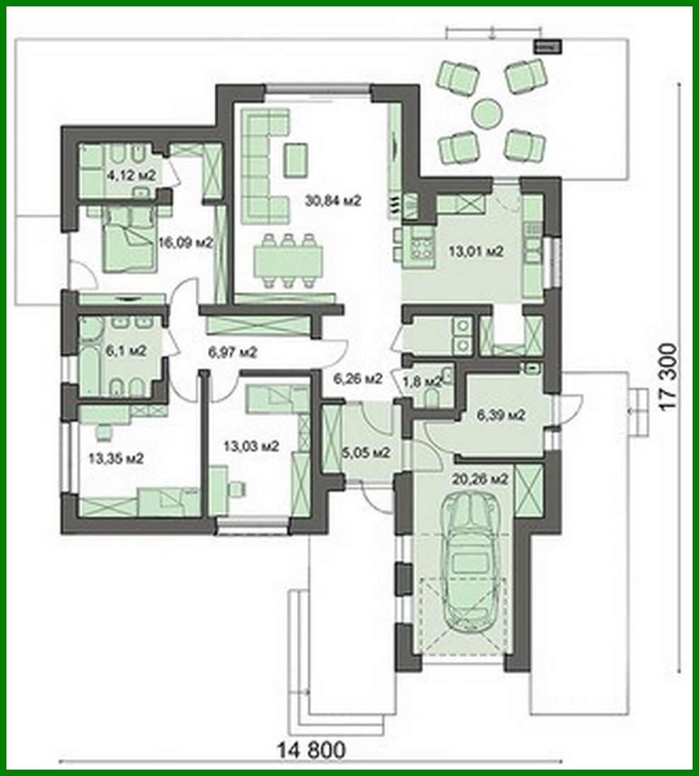Galería de visualizaciones - Edificio de apartamentos de una planta con un amplio salón