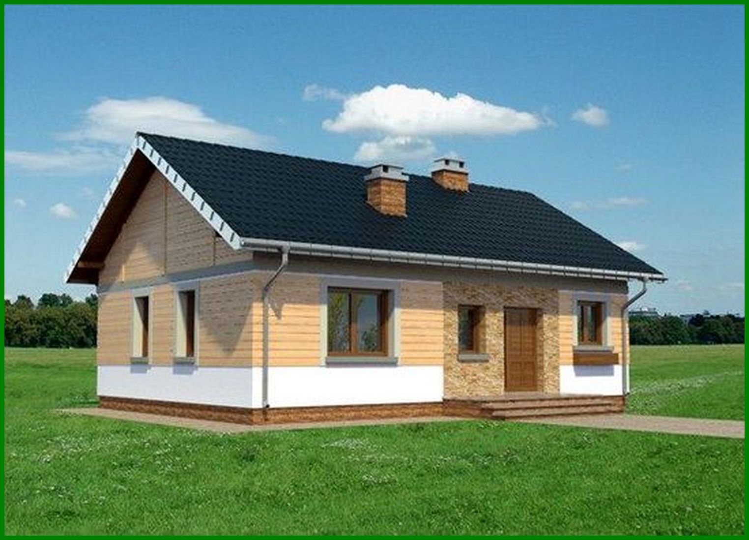 Galería de visualizaciones - Casa pequeña con cuatro salas de estar