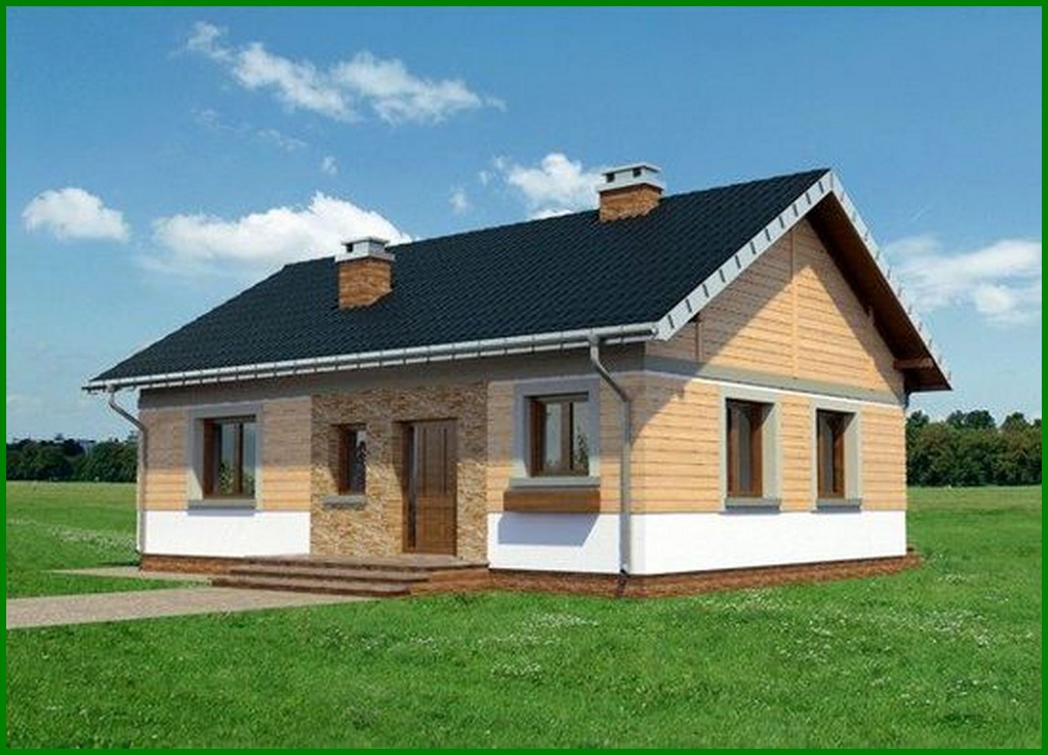 Galería de visualizaciones - Casa pequeña con cuatro salas de estar