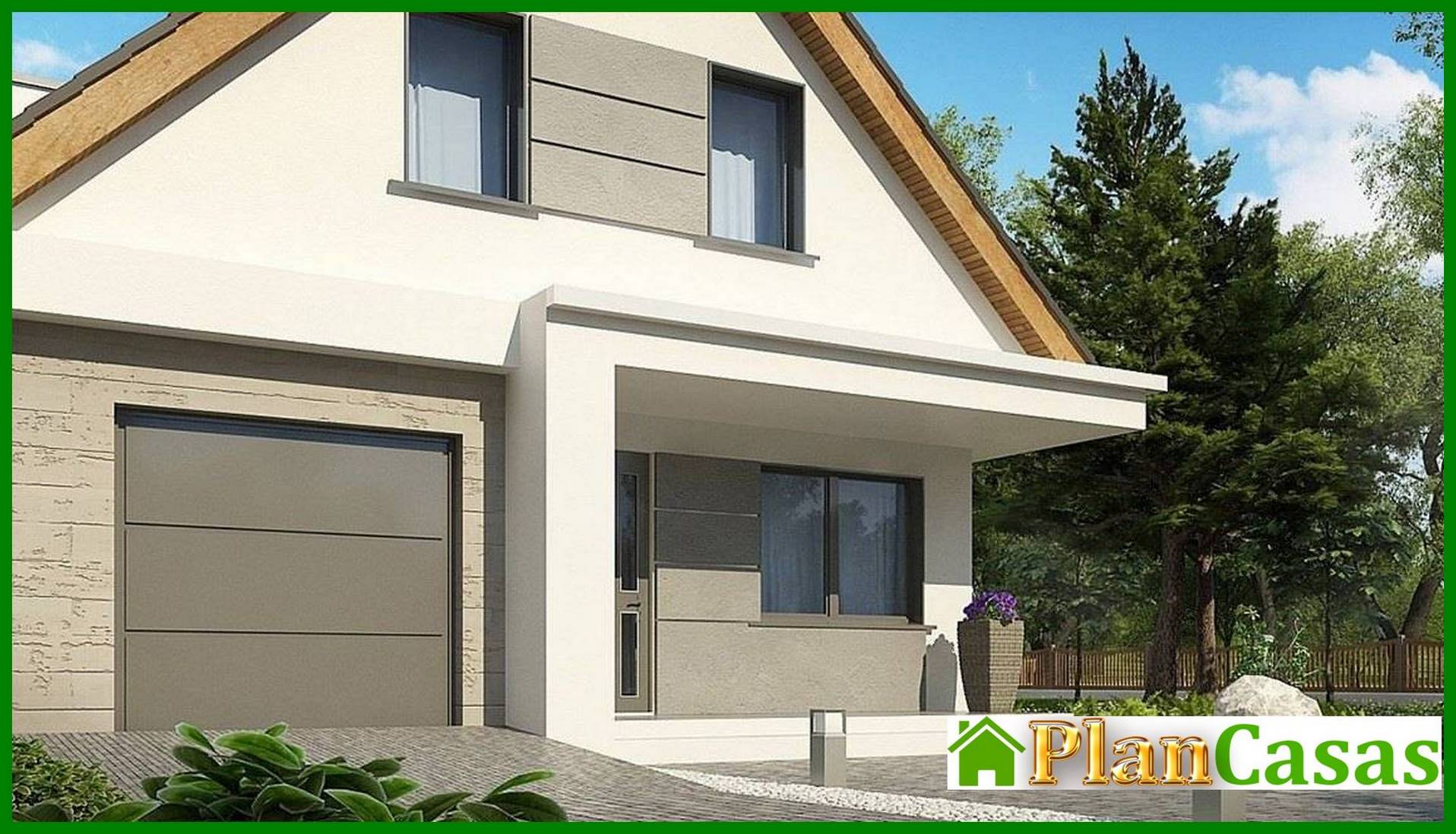 Galería de visualizaciones - Proyecto moderno de una casa con ático para un terreno estrecho