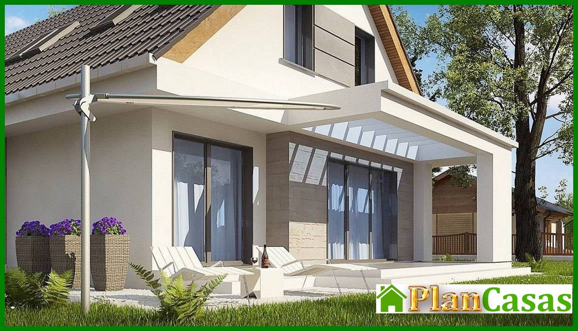 Galería de visualizaciones - Proyecto moderno de una casa con ático para un terreno estrecho