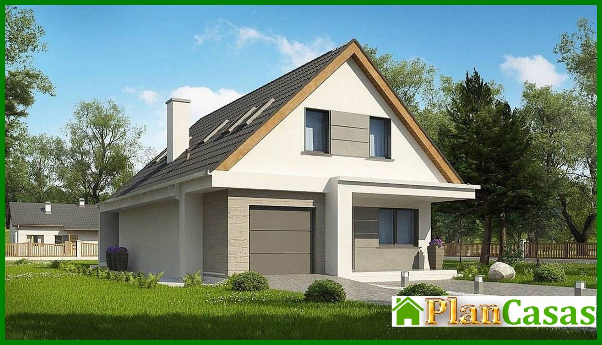 Galería de visualizaciones - Proyecto moderno de una casa con ático para un terreno estrecho