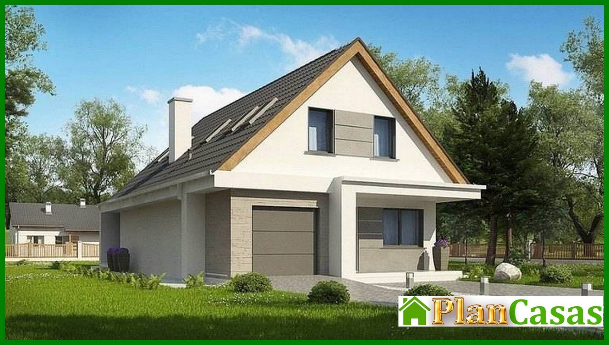 Galería de visualizaciones - Proyecto moderno de una casa con ático para un terreno estrecho