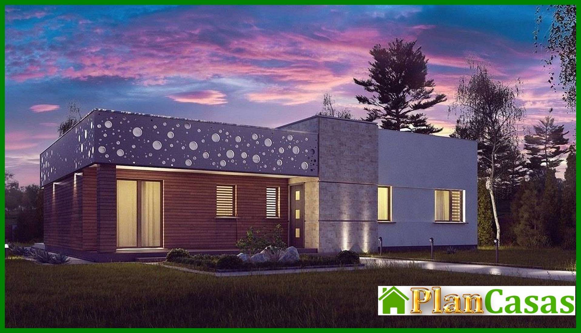 Galería de visualizaciones - Proyecto de una casa de campo de una planta de estilo moderno