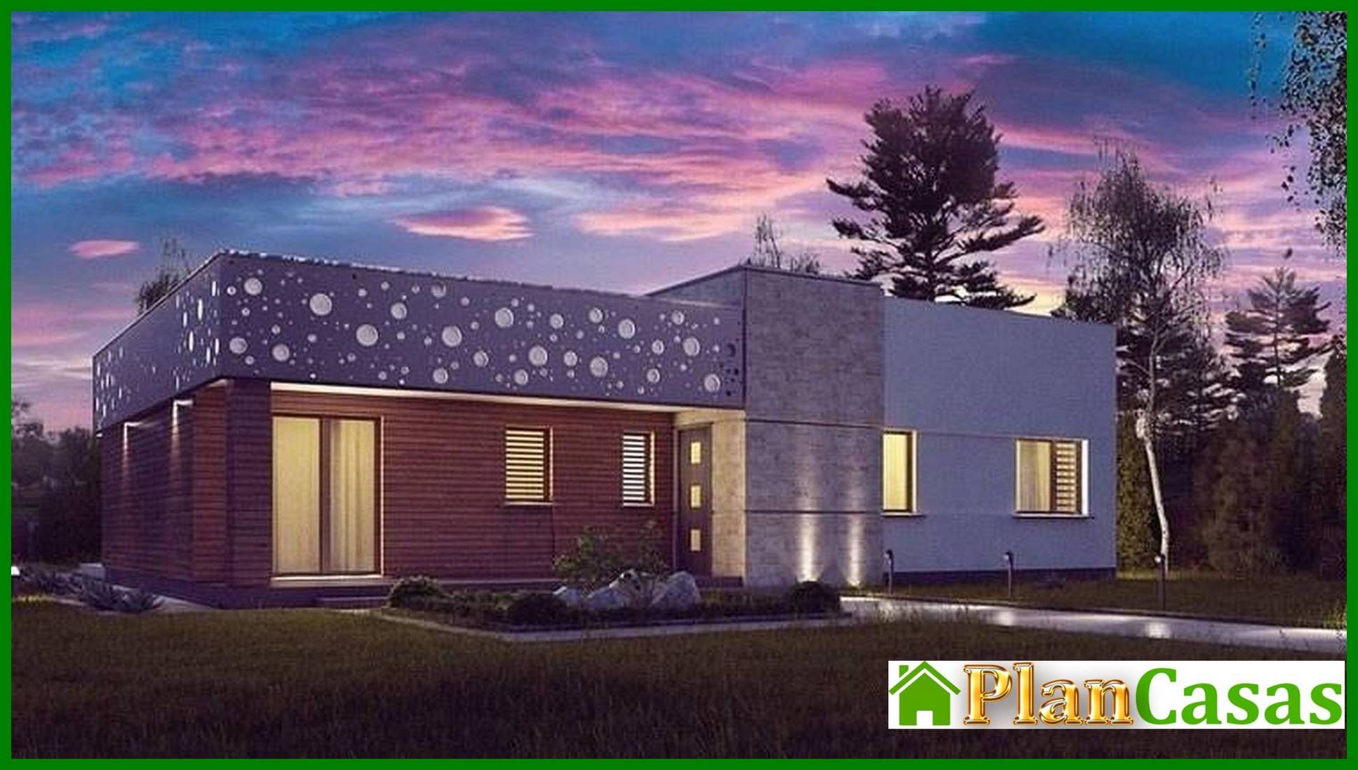 Galería de visualizaciones - Proyecto de una casa de campo de una planta de estilo moderno