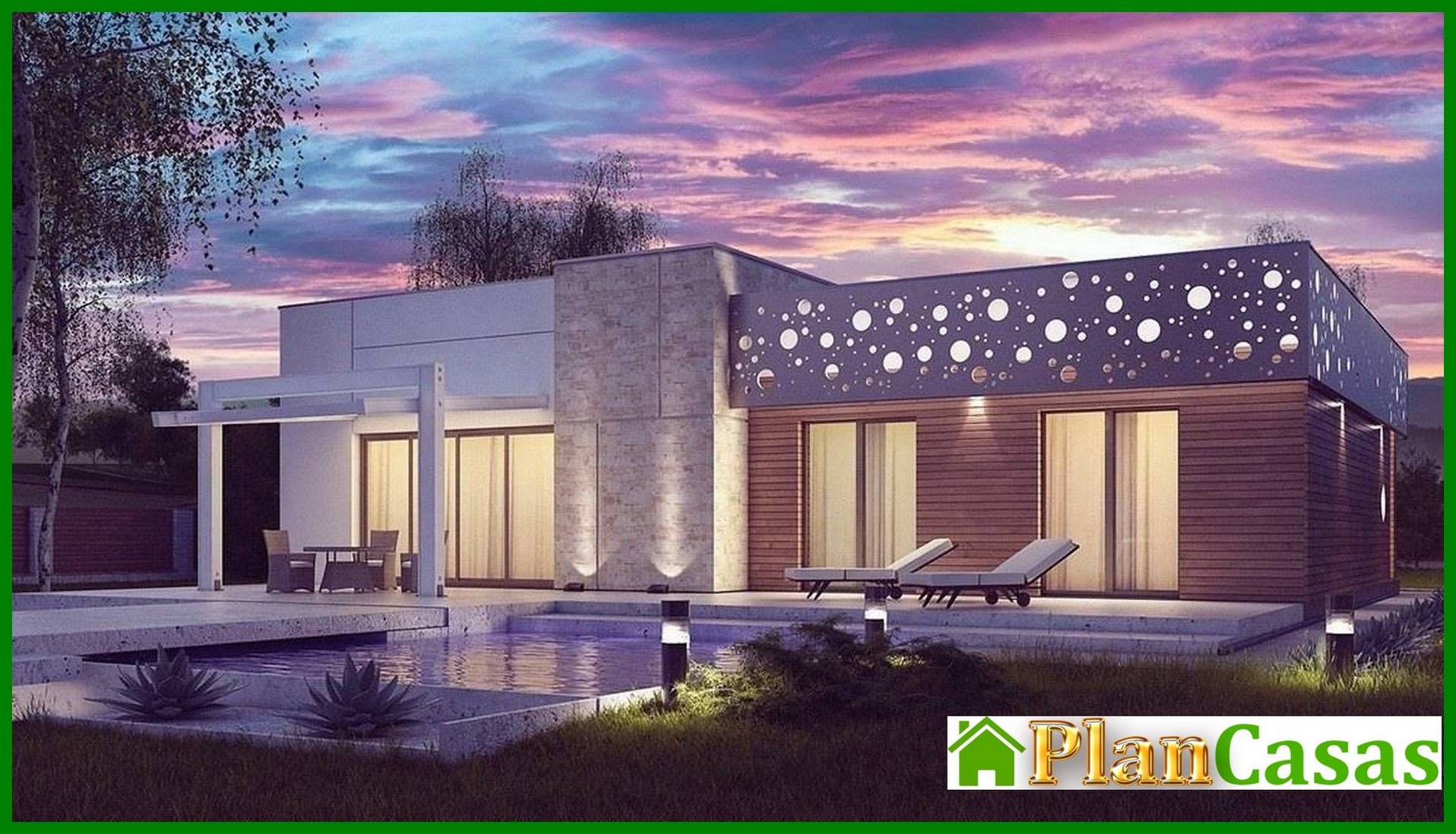 Galería de visualizaciones - Proyecto de una casa de campo de una planta de estilo moderno