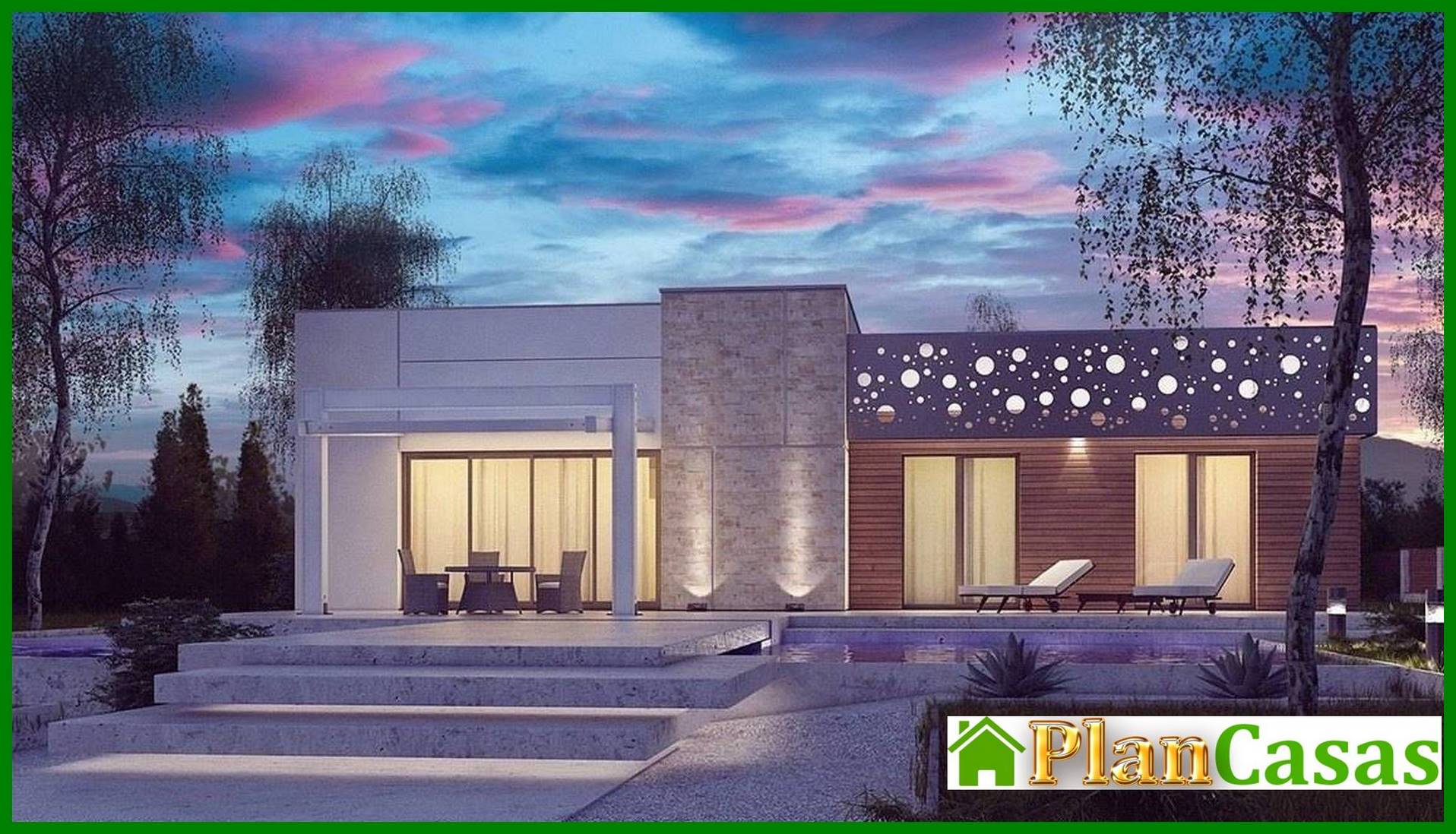 Galería de visualizaciones - Proyecto de una casa de campo de una planta de estilo moderno