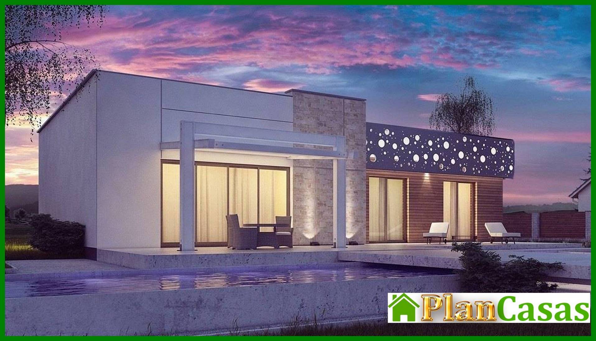 Proyecto de una casa de campo de una planta de estilo moderno