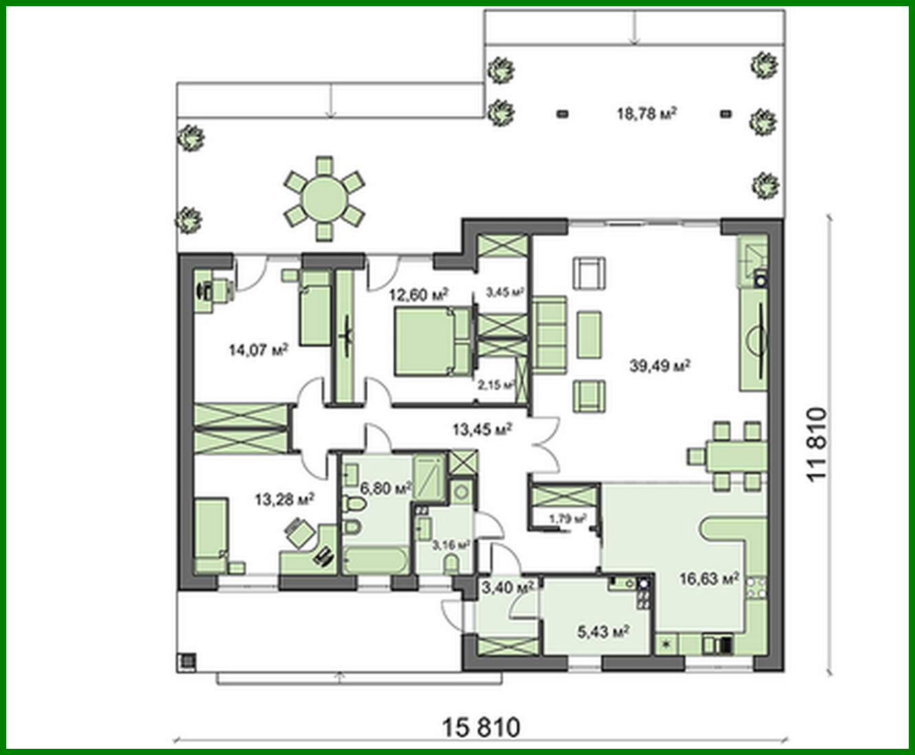 Galería de visualizaciones - Proyecto de una casa de campo de una planta de estilo moderno