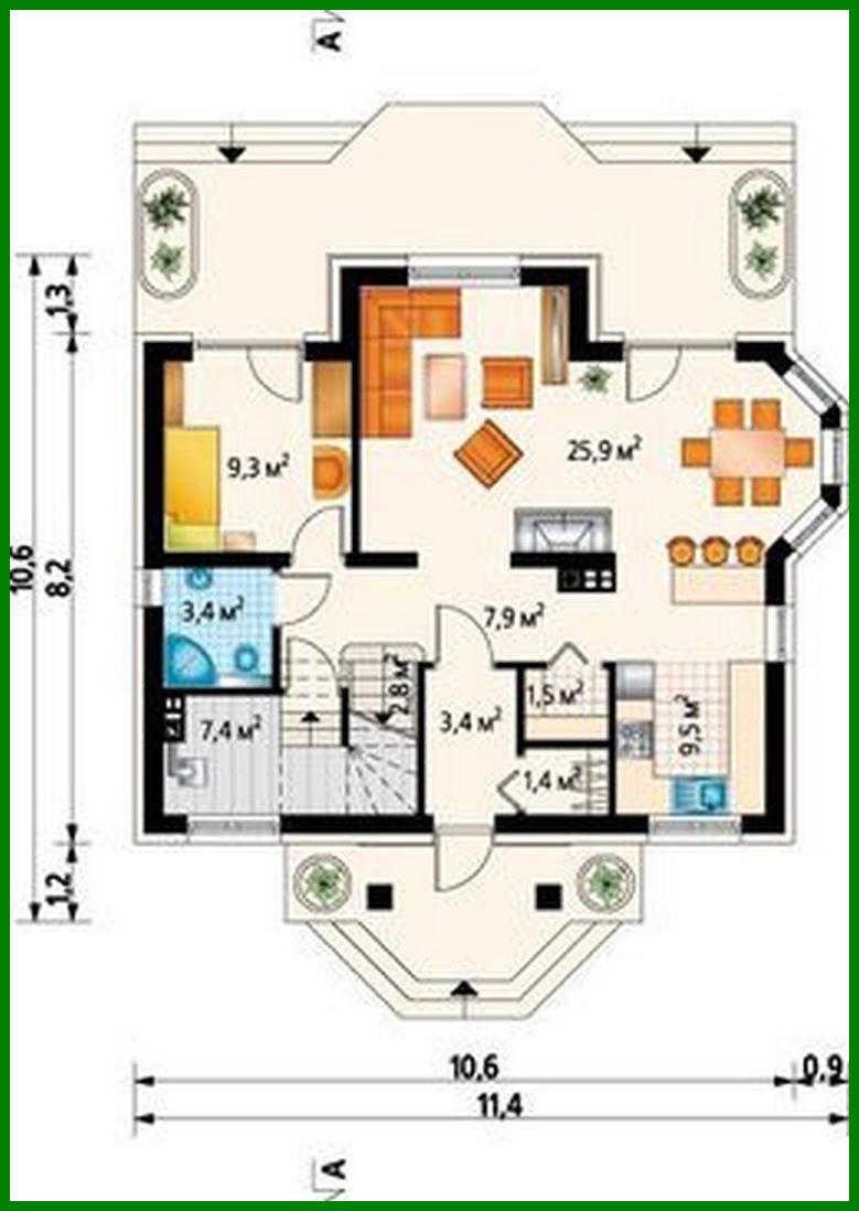 Galería de visualizaciones - Proyecto de casa tradicional con ático de hasta 150 m²