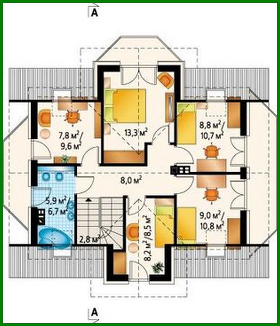 Galería de visualizaciones - Proyecto de casa tradicional con ático de hasta 150 m²