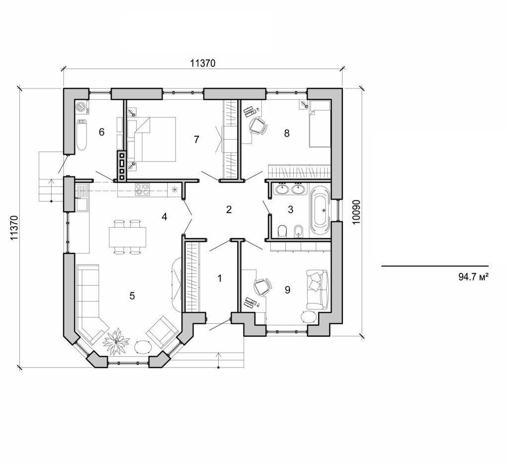 Galería de visualizaciones - Casa de una planta