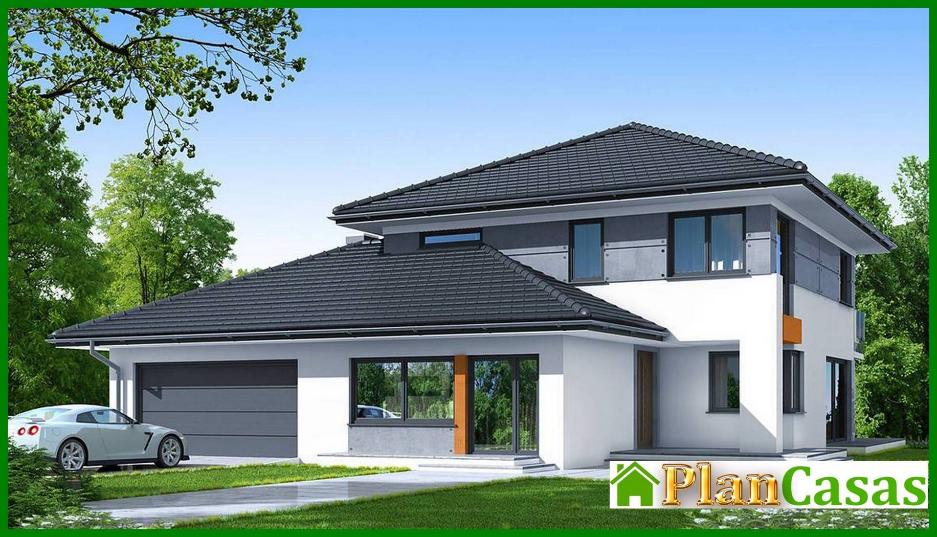 Stylish modern mansion with a beautiful balcony