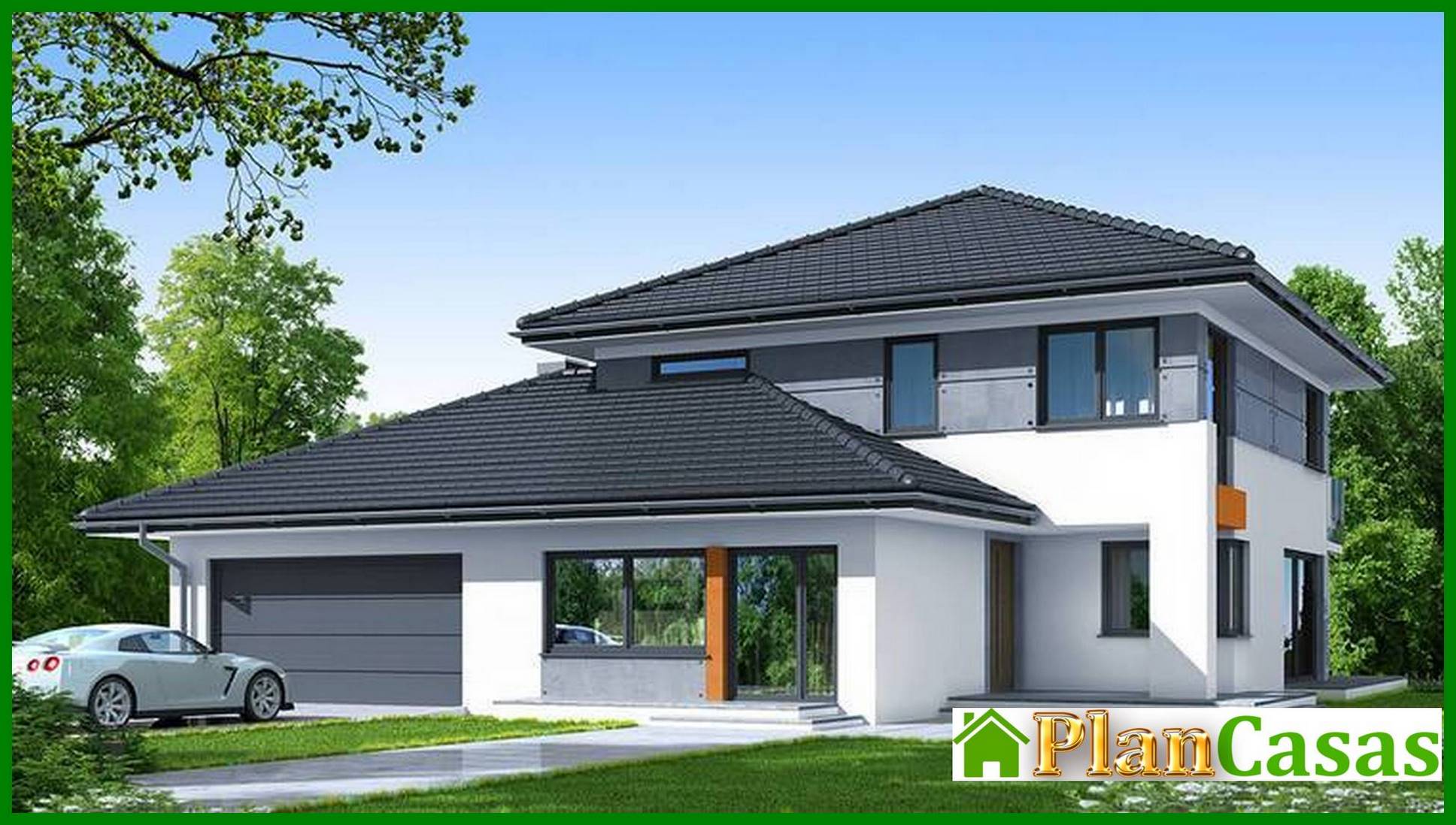 Visualization gallery - Stylish modern mansion with a beautiful balcony