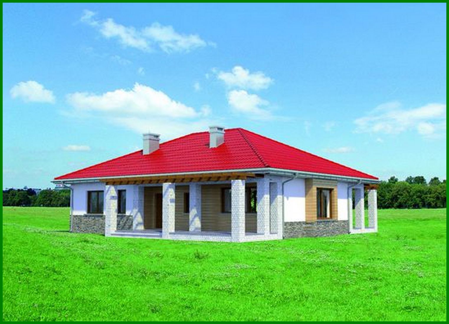 Galería de visualizaciones - Bonita casa de una planta de estilo mediterráneo