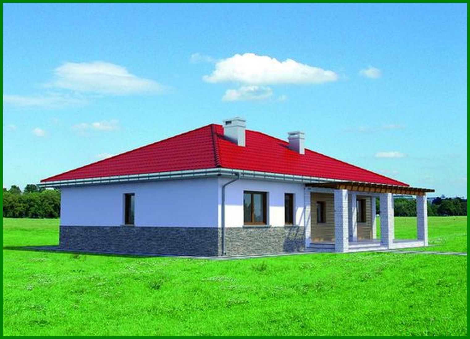 Galería de visualizaciones - Bonita casa de una planta de estilo mediterráneo