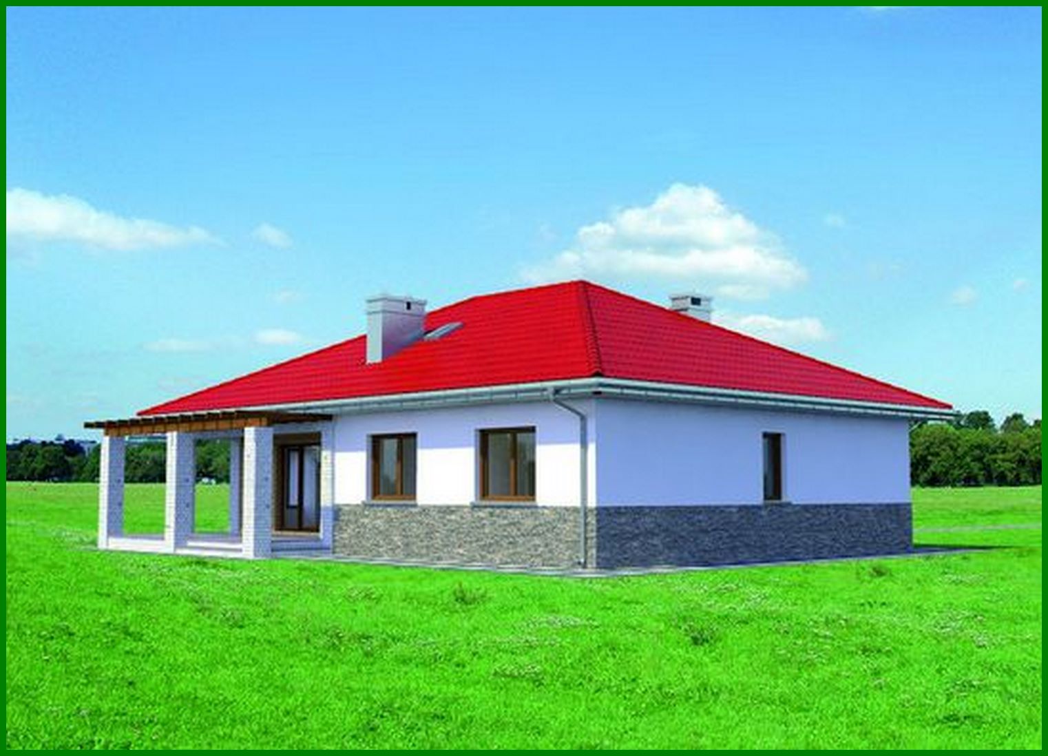 Galería de visualizaciones - Bonita casa de una planta de estilo mediterráneo