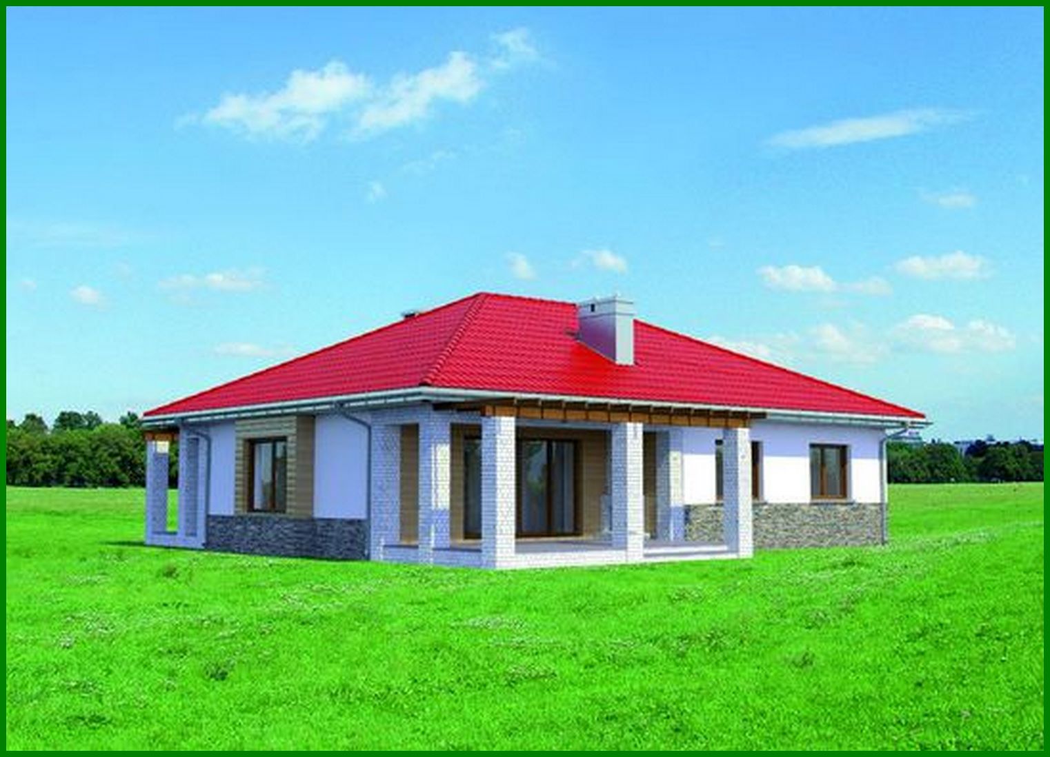 Galería de visualizaciones - Bonita casa de una planta de estilo mediterráneo