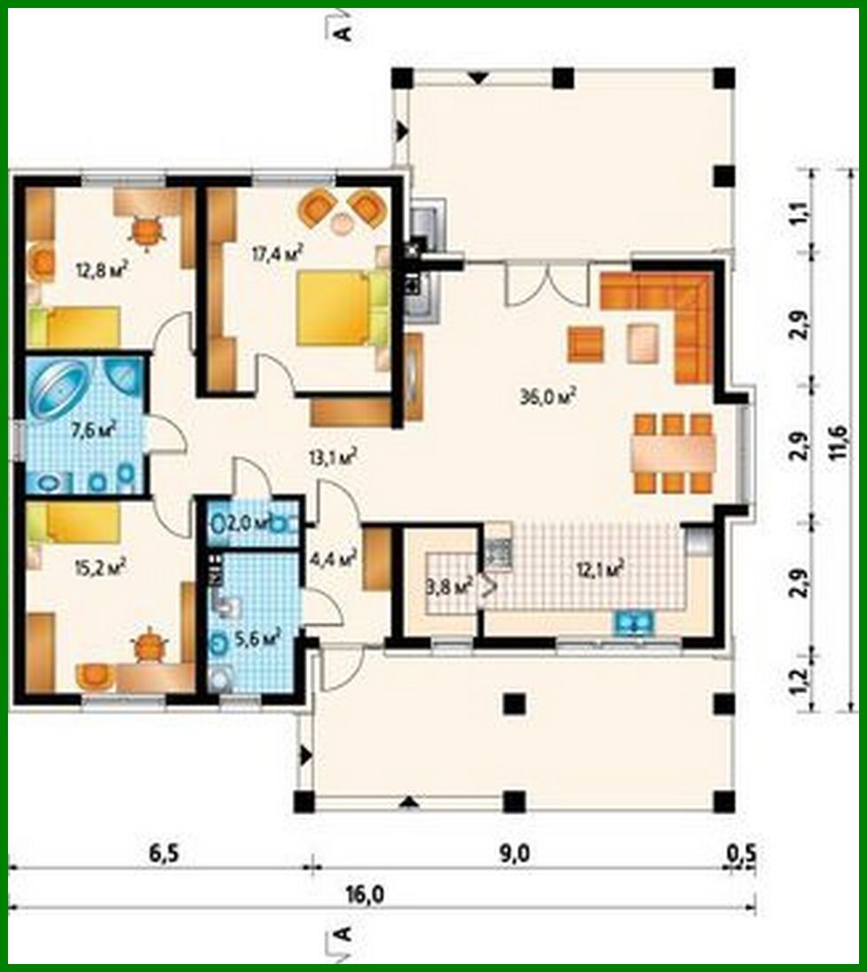 Galería de visualizaciones - Bonita casa de una planta de estilo mediterráneo