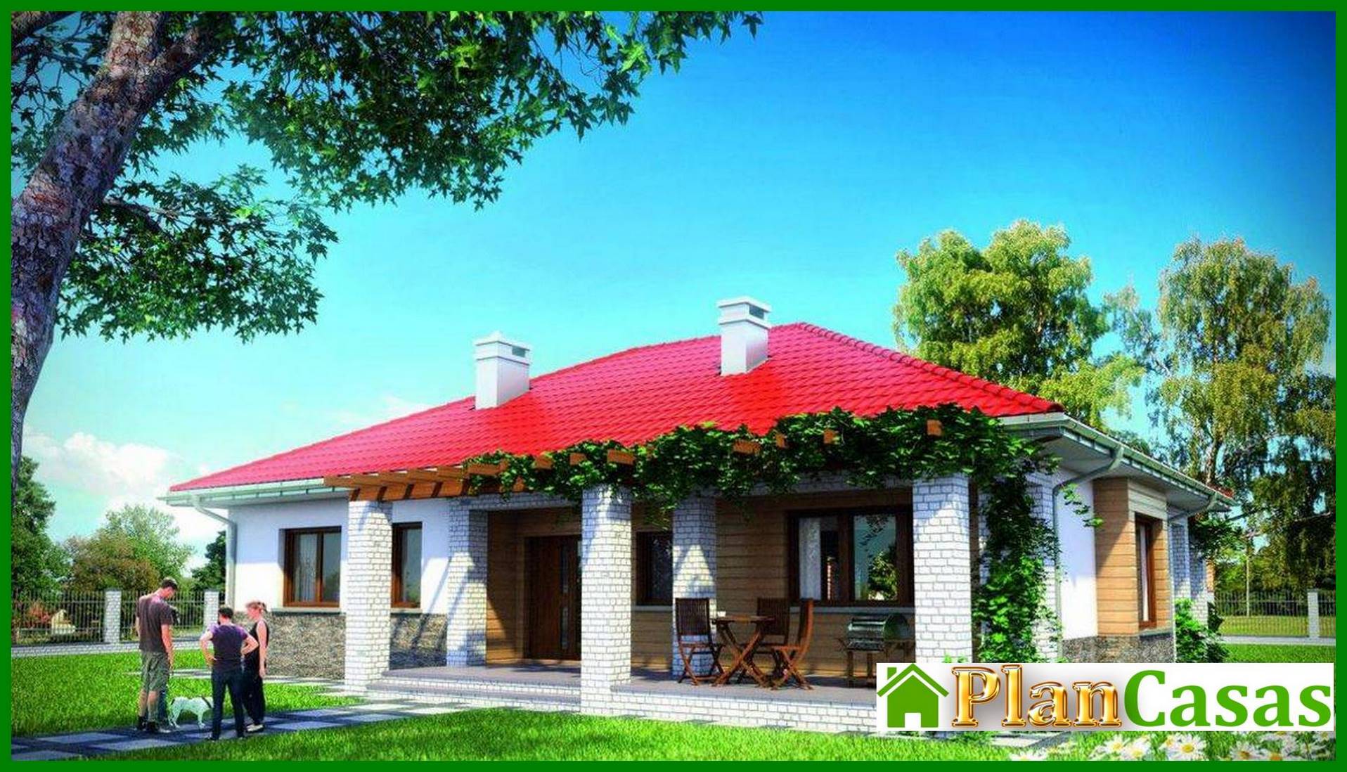 Galería de visualizaciones - Bonita casa de una planta de estilo mediterráneo