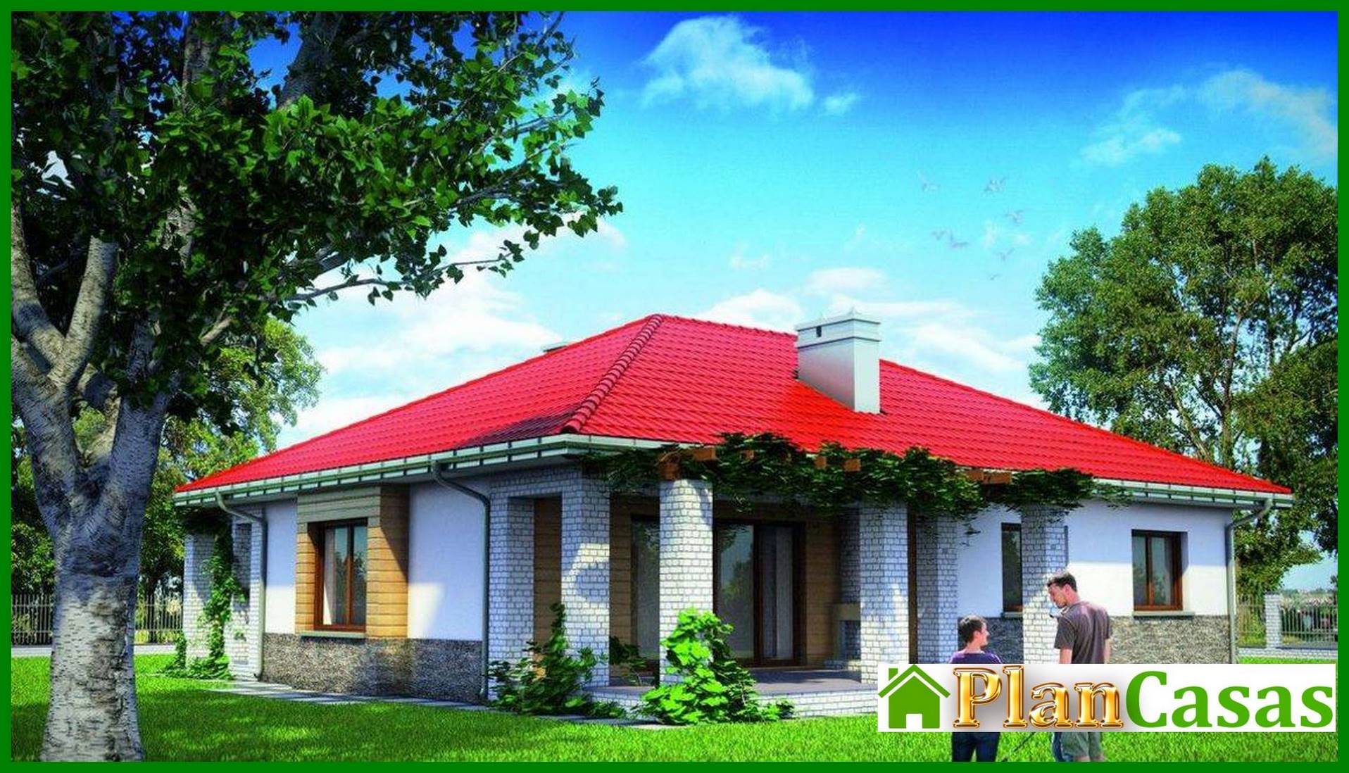 Galería de visualizaciones - Bonita casa de una planta de estilo mediterráneo