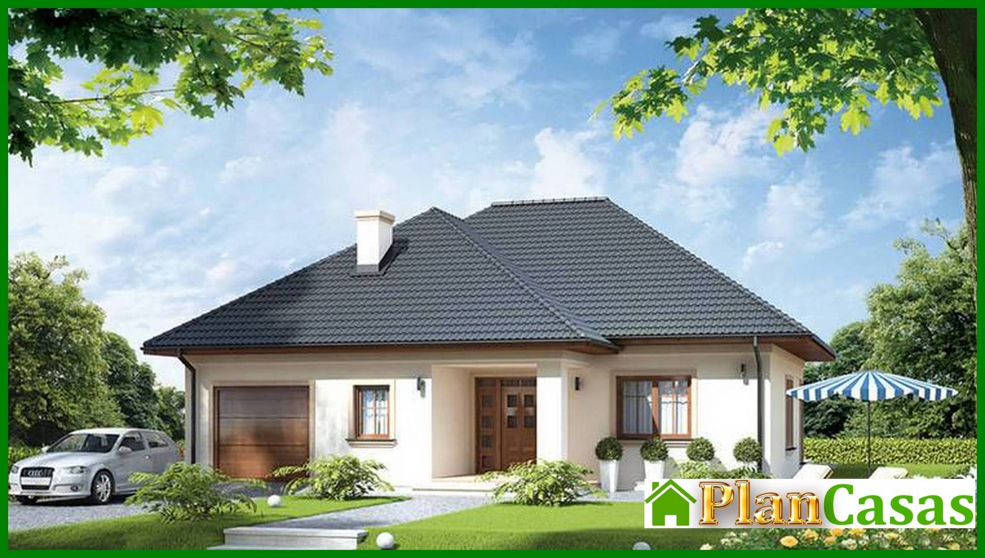 Proyecto de un edificio residencial de una planta con una amplia zona de estar