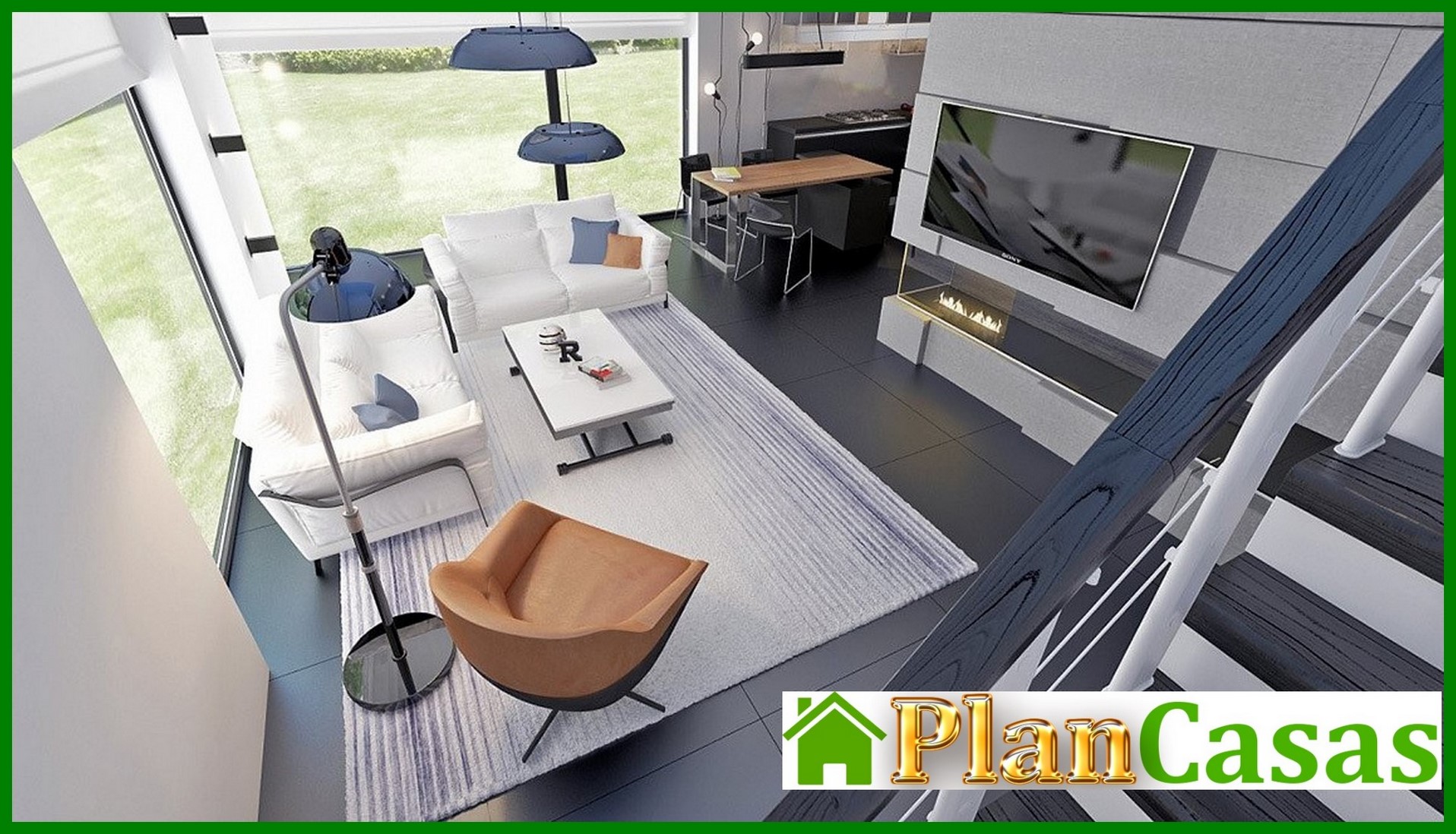 Visualization gallery - Project of a modern house with a frontal living room