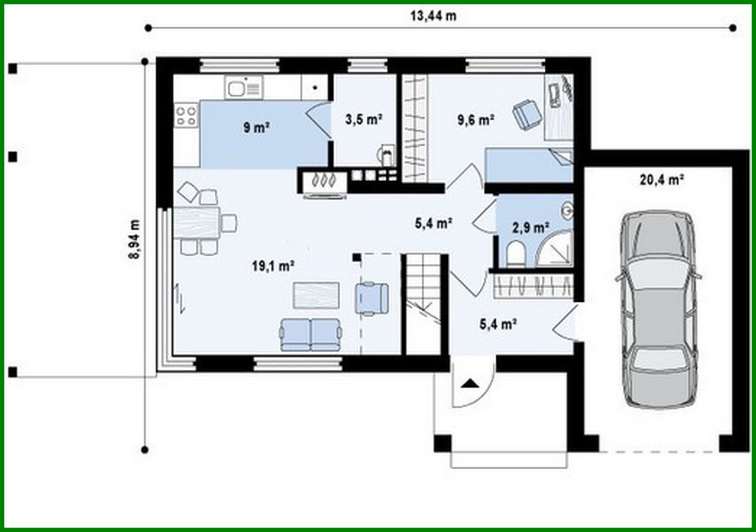 Visualization gallery - Project of a modern house with a frontal living room