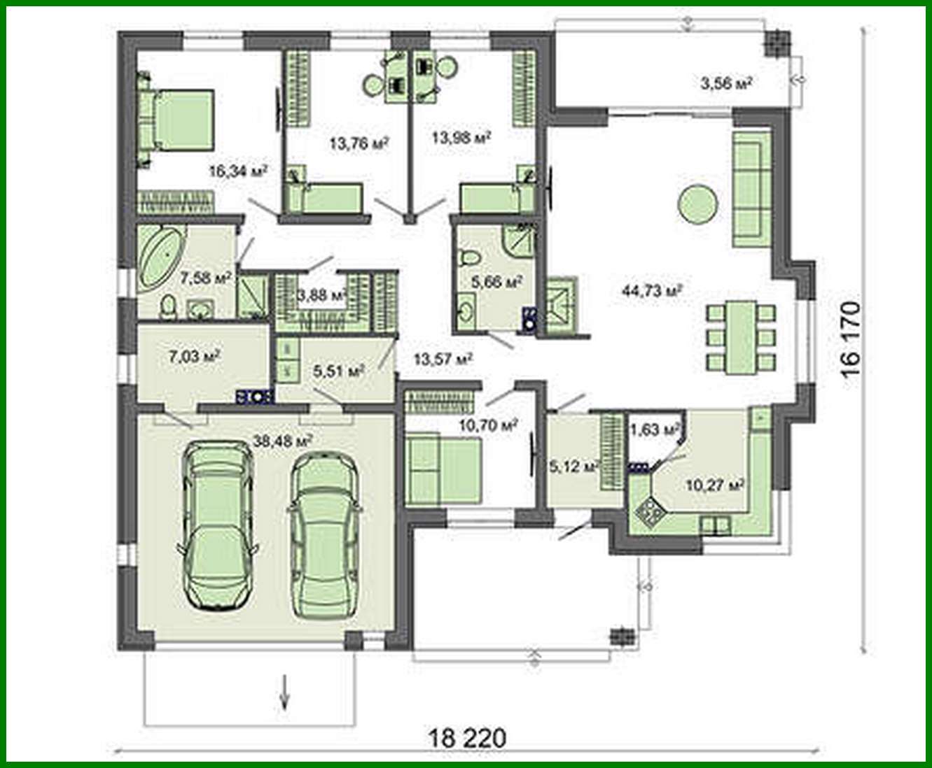 Visualization gallery - One-floor Four-Bedroom Cottage