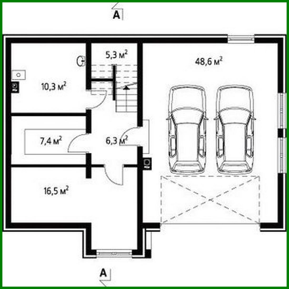 Visualization gallery - House project with a garage for two cars in the basement